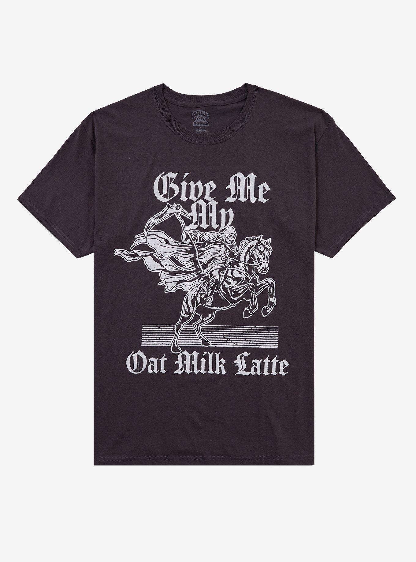Grim Reaper Oat Milk Latte T-Shirt By Call Your Mother, , hi-res