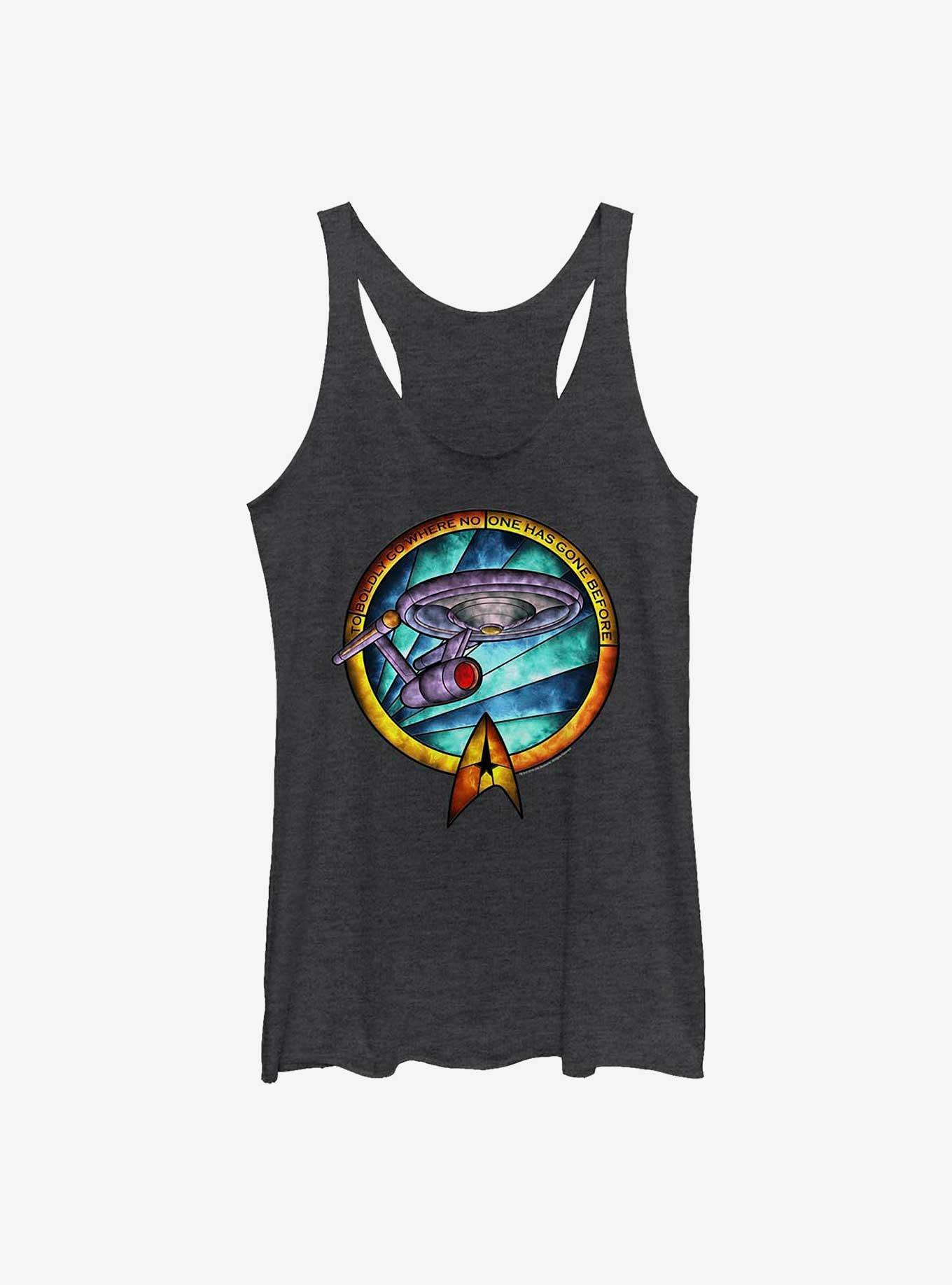 Star Trek USS Enterprise Stained Glass To Boldly Go Girls Tank