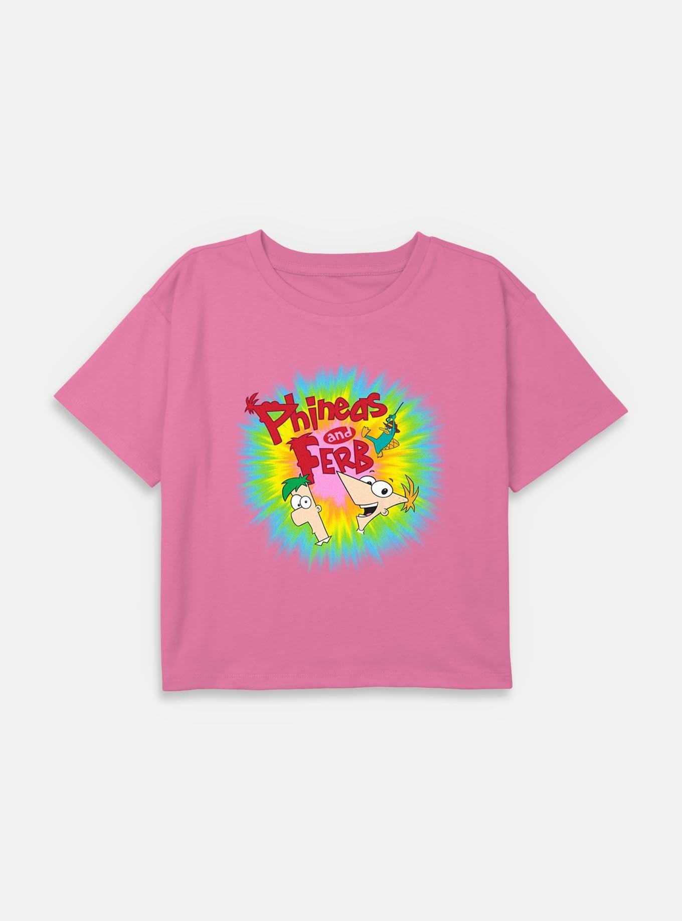 Disney Phineas and Ferb Color Logo Youth Girls Boxy T-Shirt, , hi-res