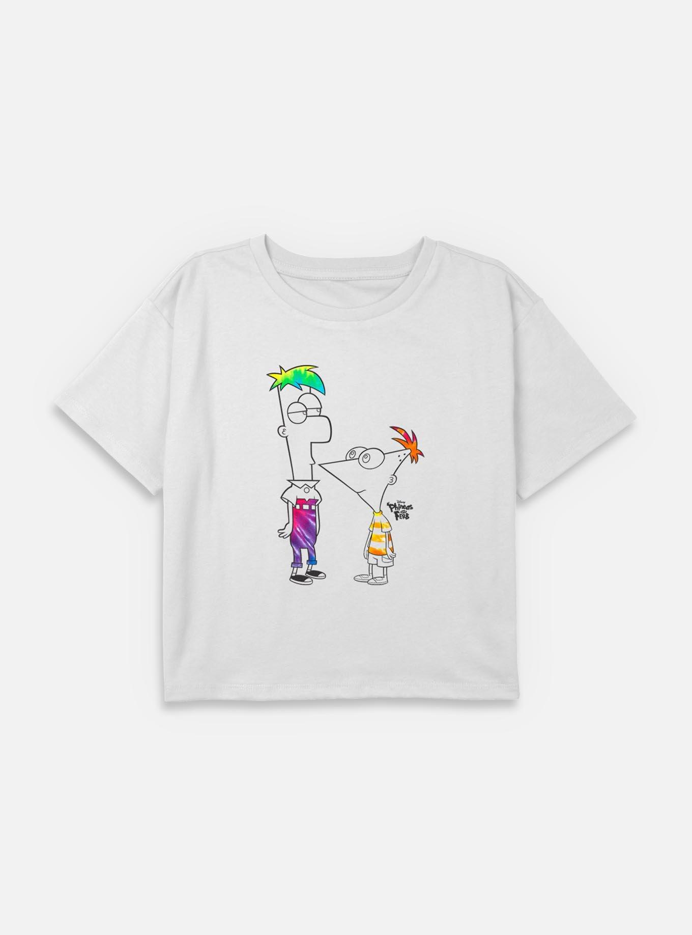 Disney Phineas and Ferb Boys Of Tie-Dye Youth Girls Boxy T-Shirt