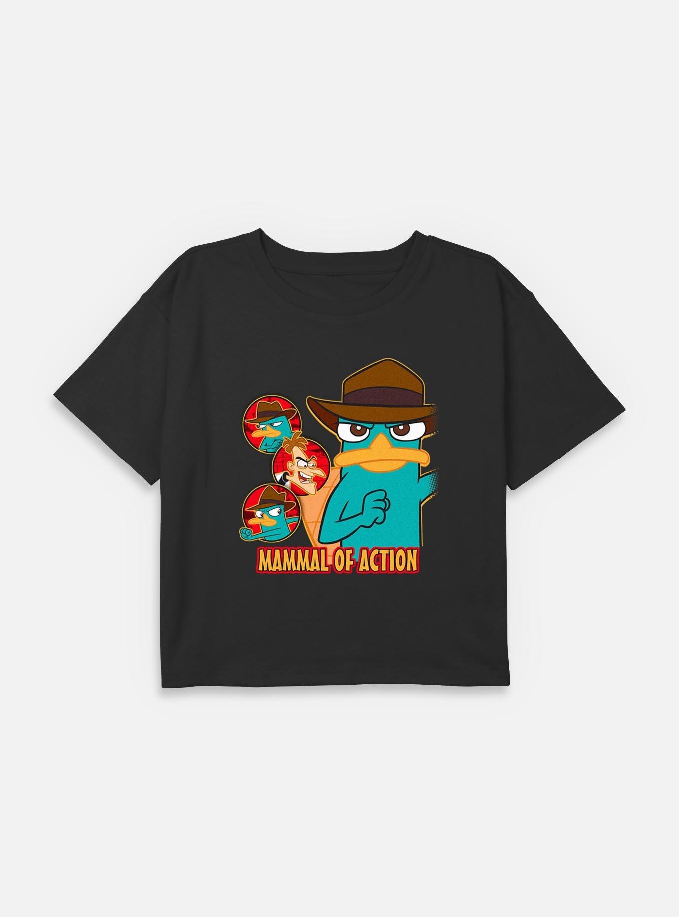 Disney Phineas and Ferb Mammal Of Action Agent P Youth Girls Boxy T-Shirt, BLACK, hi-res