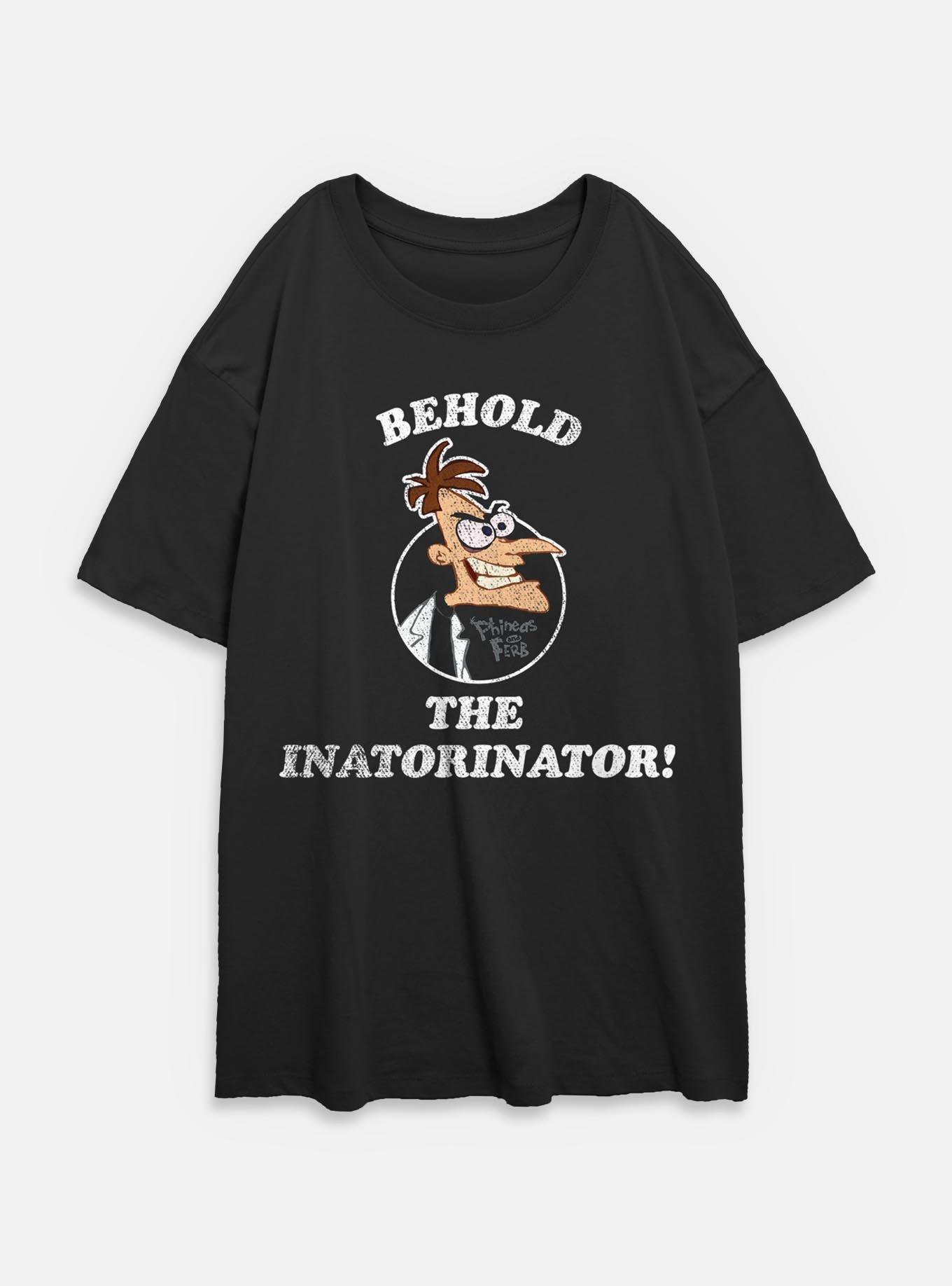 Disney Phineas and Ferb Dr. Doofenshmirtz The Inatorinator Womens Oversized T-Shirt, BLACK, hi-res view 1