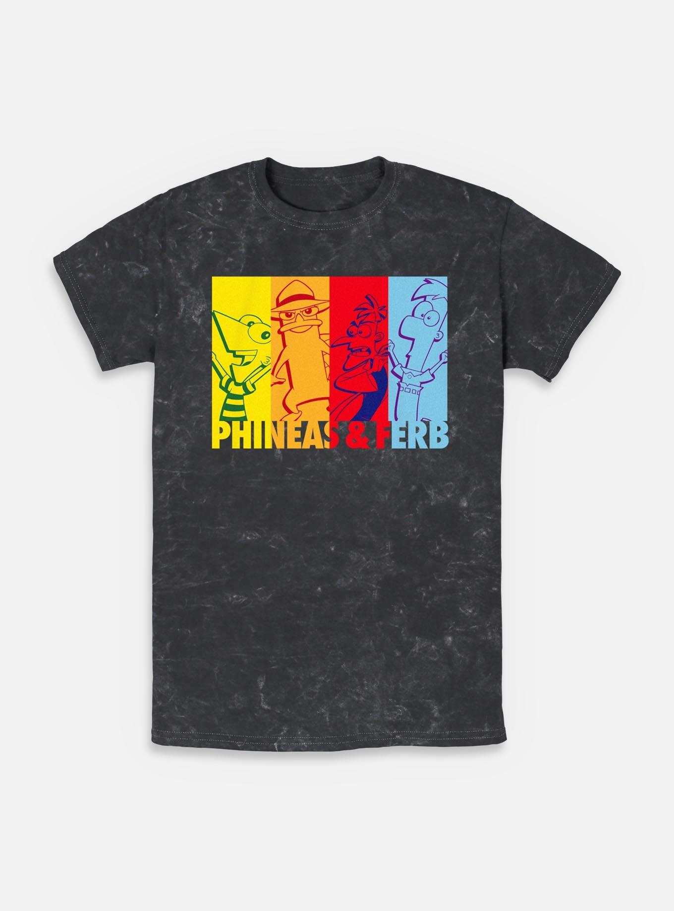 Disney Phineas and Ferb Color Panels Mineral Wash T-Shirt, BLACK, hi-res