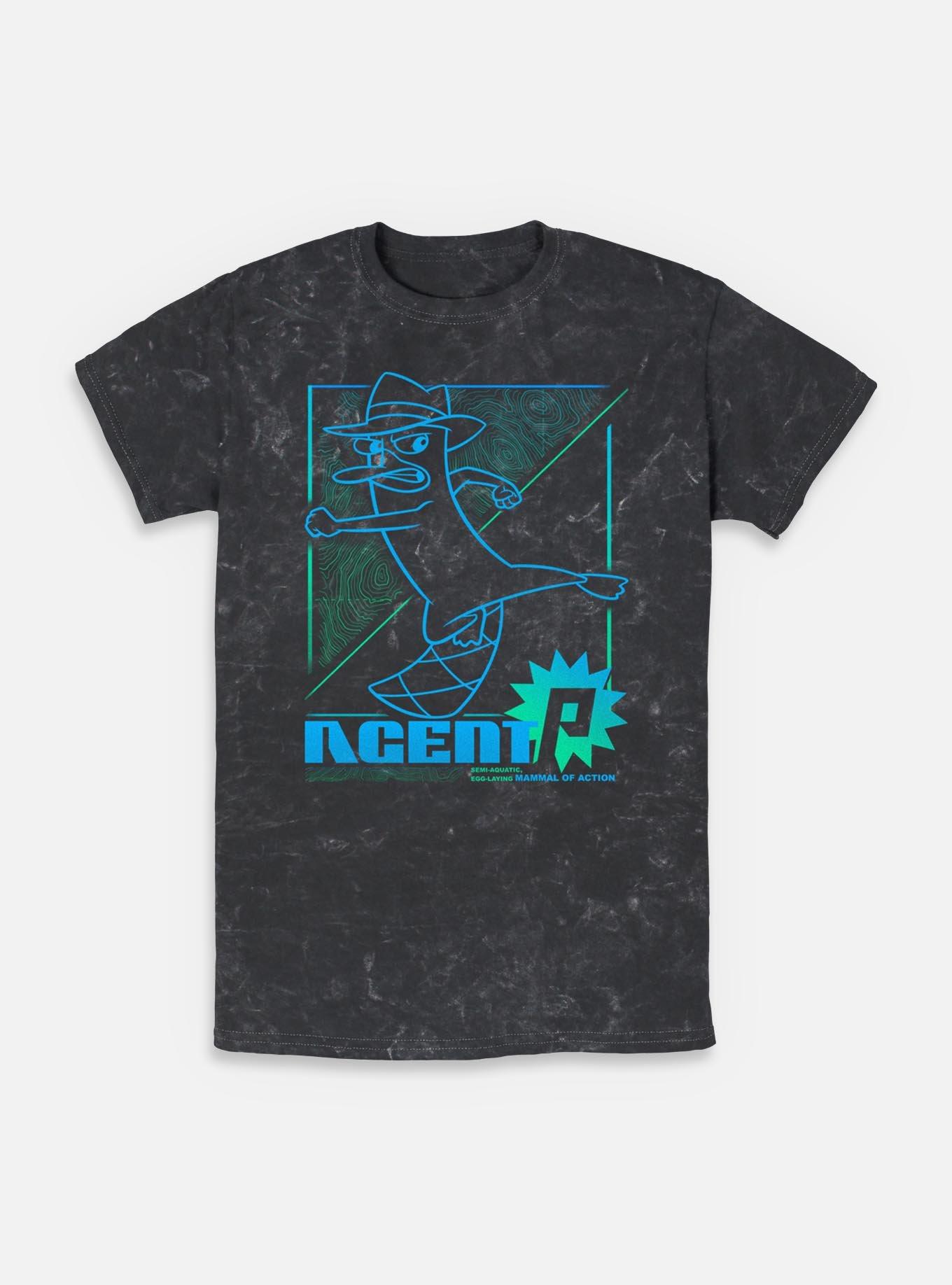 Disney Phineas and Ferb Agent P Mammal Of Action Mineral Wash T-Shirt, BLACK, hi-res