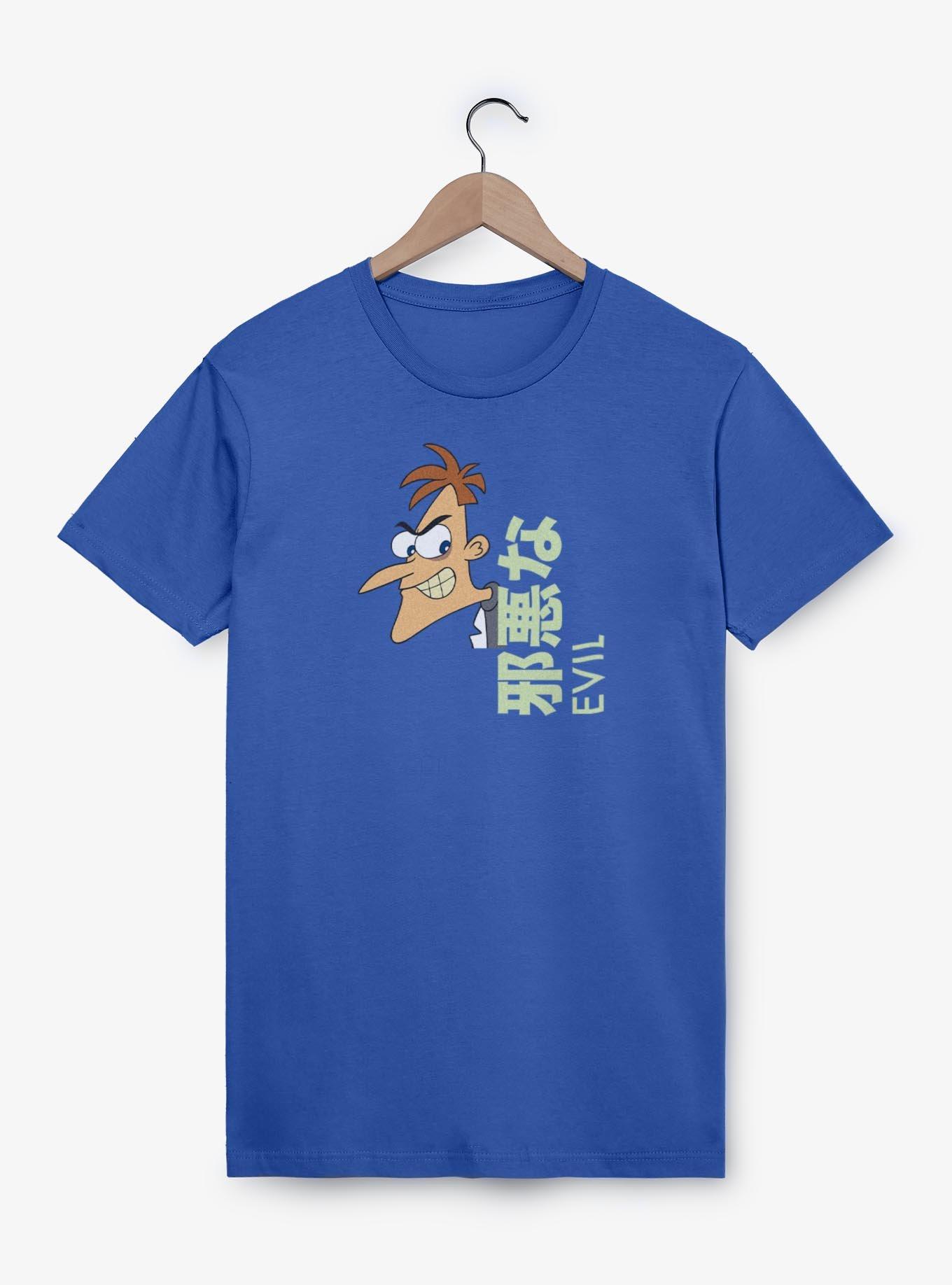 Disney Phineas and Ferb Dr. Heinz Doofenshmirtz Kanji Evil T-Shirt, ROYAL, hi-res