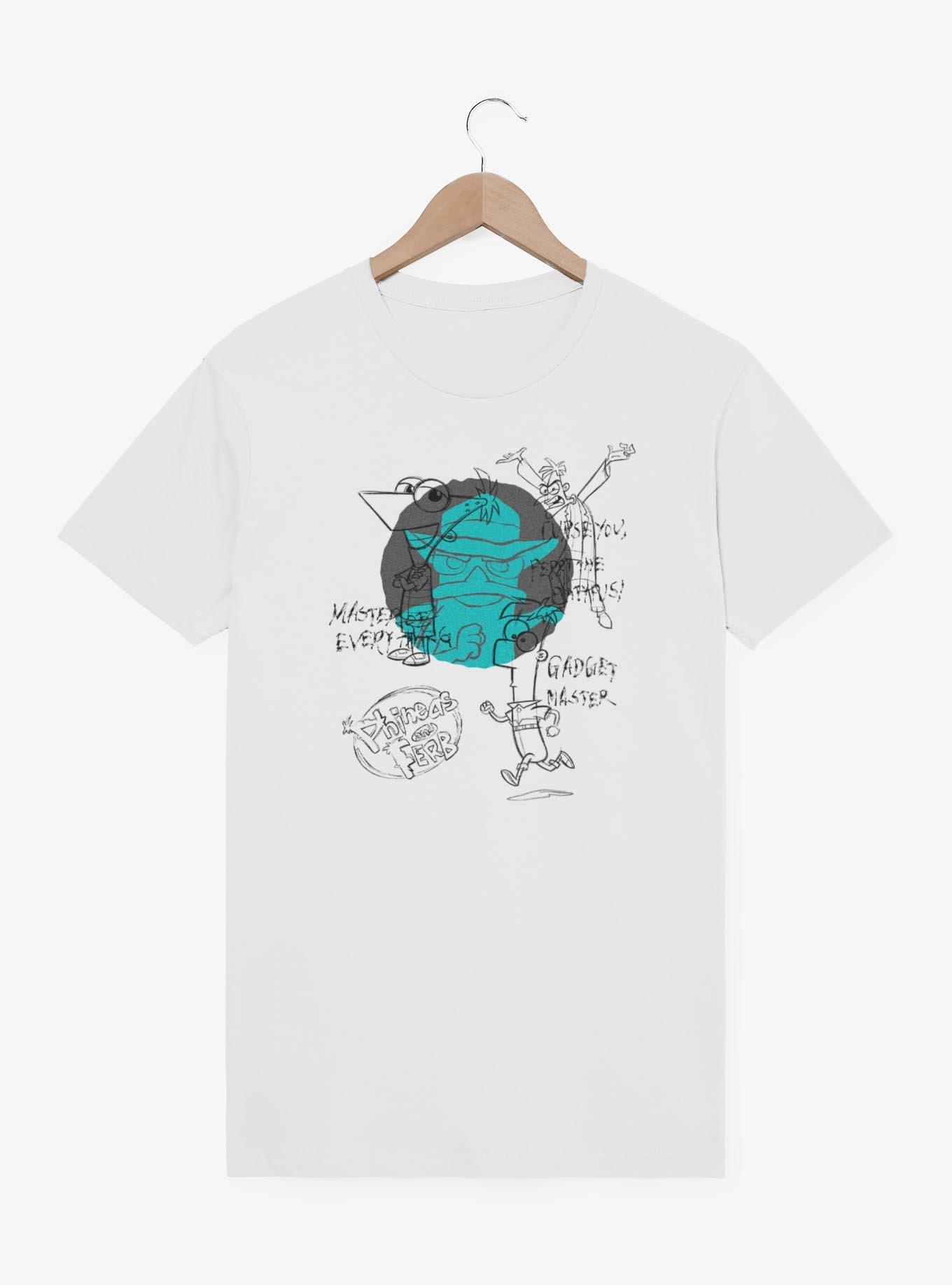 Disney Phineas and Ferb Sketch Characters T-Shirt, WHITE, hi-res