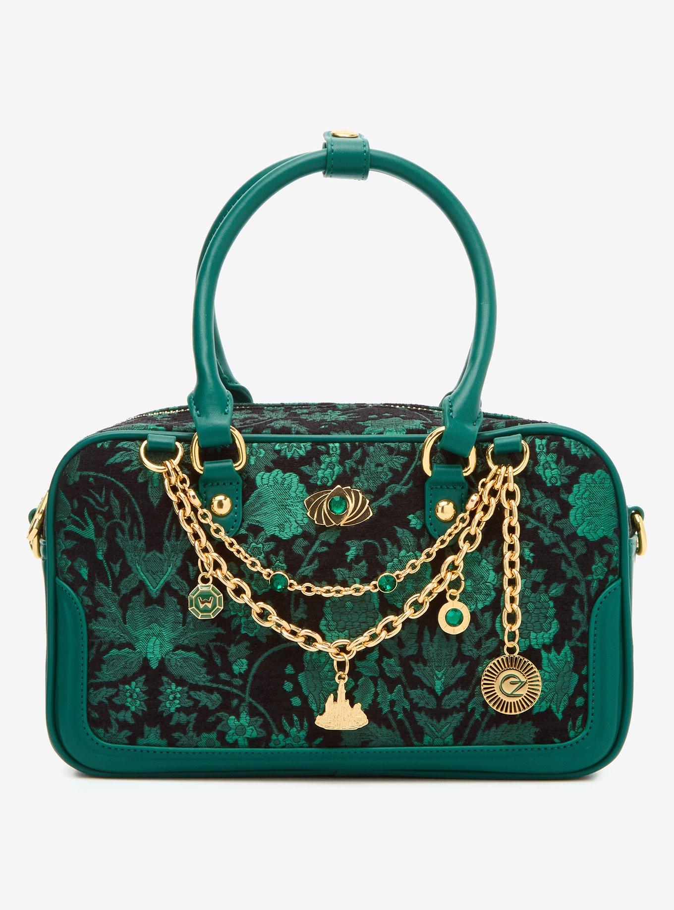 Wicked Oz Green Floral Handbag with Bag Chain, , hi-res