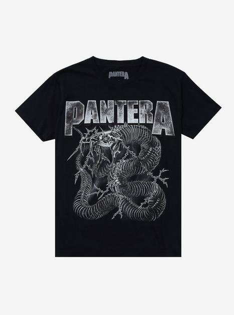 PANTERA スカルと蛇ラグランTシャツ Pantera Dark Navy Blue Electrified Snake Skeleton T-Shirt | Hot Topic