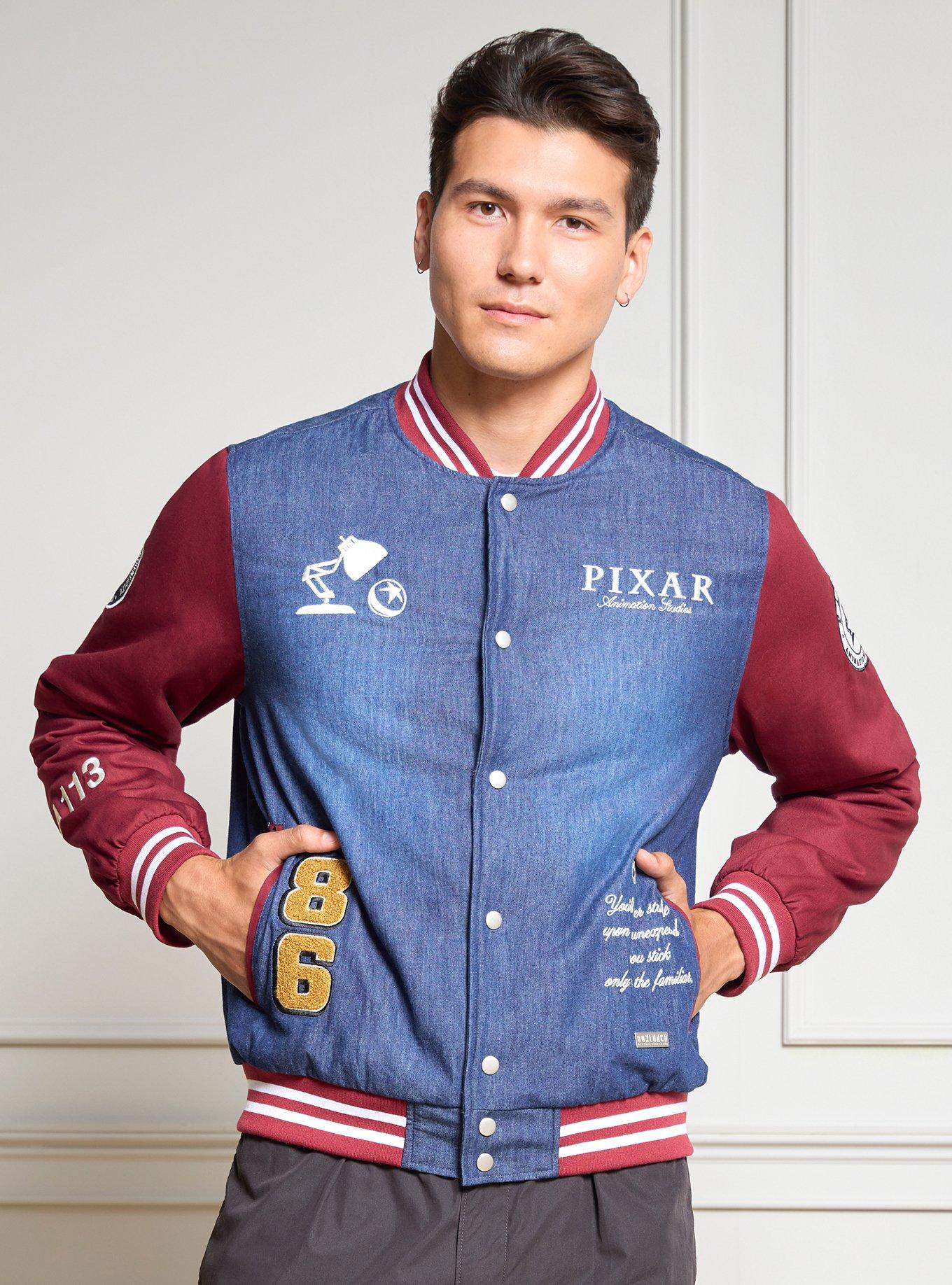 Pixar Studios Denim Varsity Jacket (BoxLunch 10th Anniversary) — BoxLunch Exclusive, , hi-res