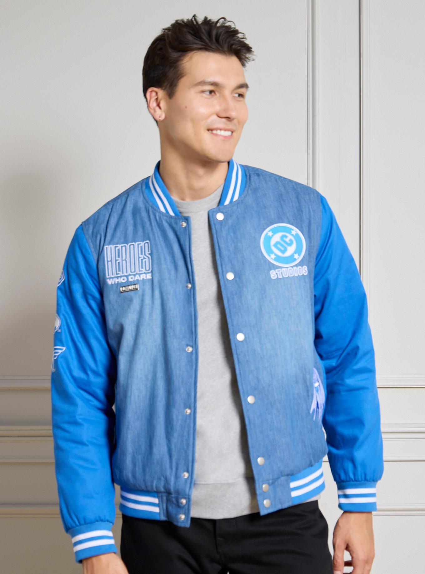 DC Studios Denim Varsity Jacket (BoxLunch 10th Anniversary) — BoxLunch Exclusive, , hi-res