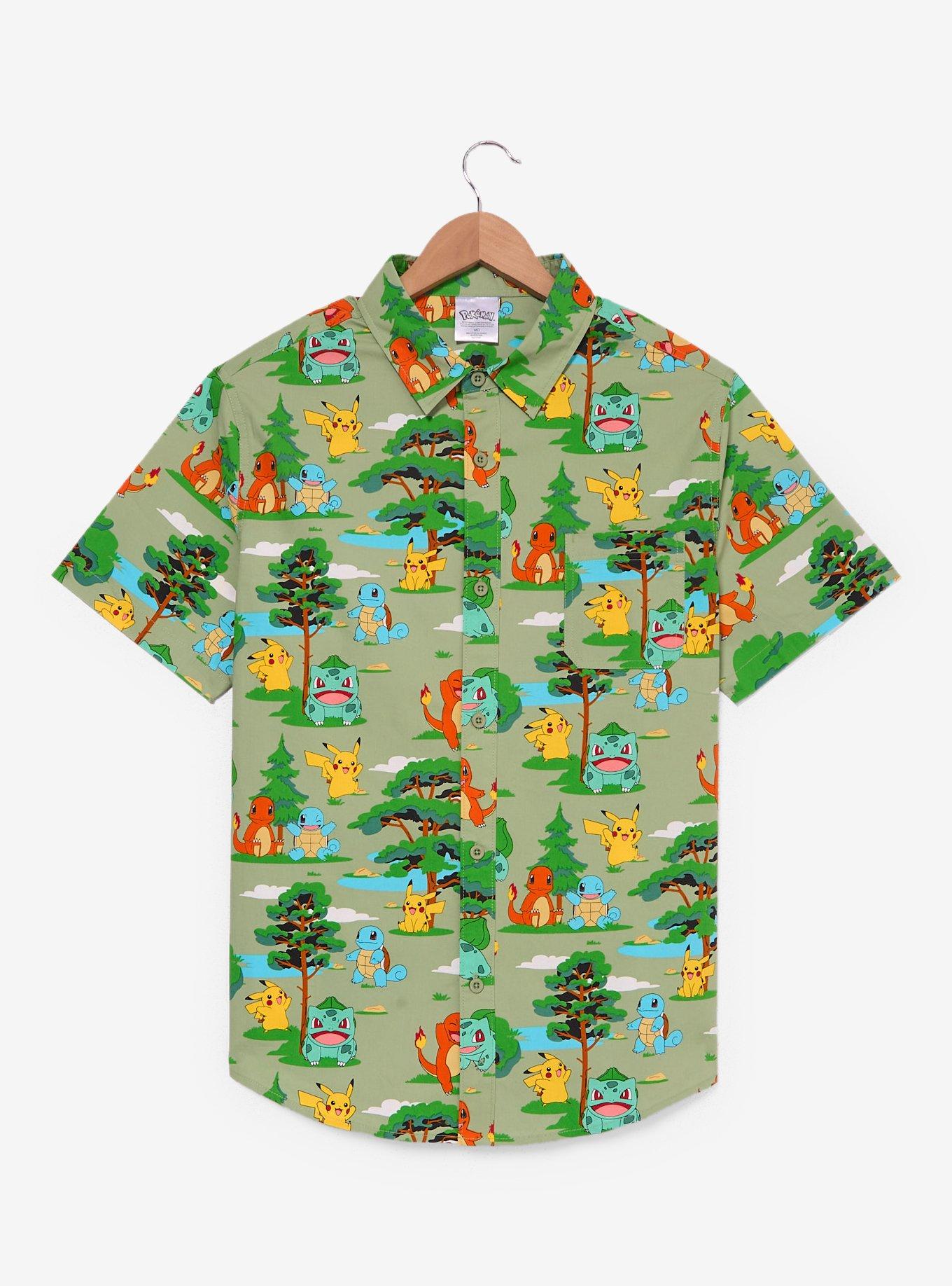 Pokémon Nature Tonal Allover Print Woven Button-Up — BoxLunch Exclusive, , hi-res