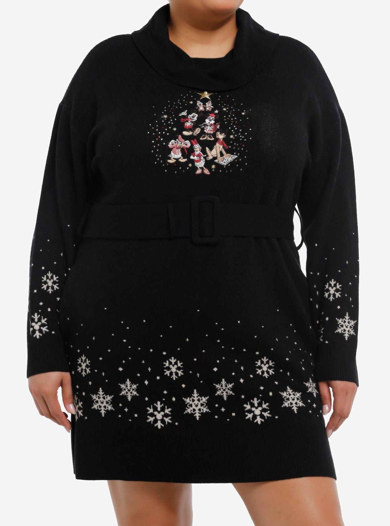 Her Universe Disney Mickey Mouse And Friends Snowflake Sweater Dress Plus Size Her Universe Exclusive, , hi-res
