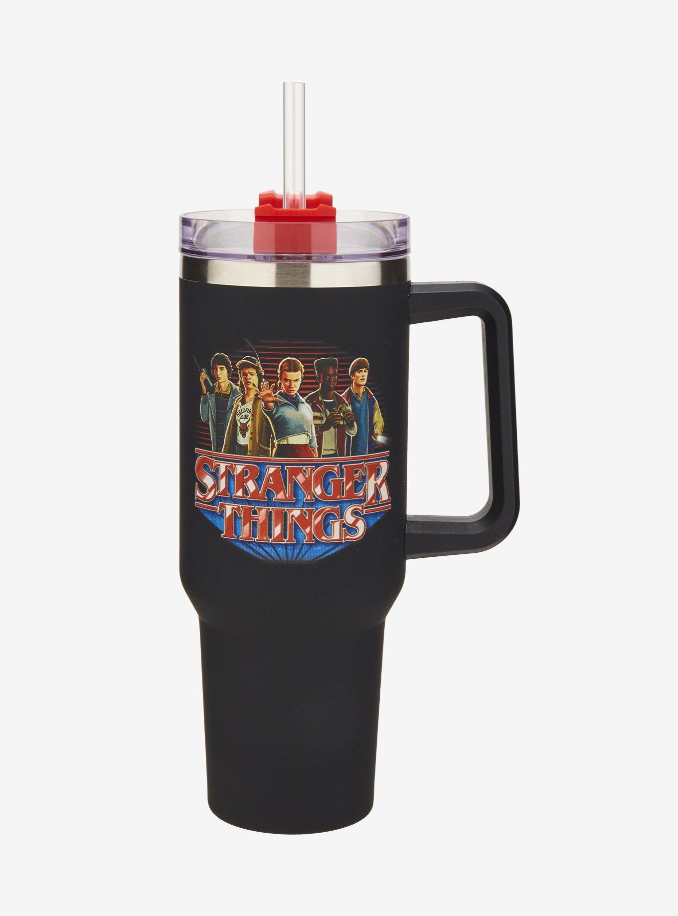 Stranger Things Group Photo Straw Tumbler with Handle — BoxLunch Exclusive, , hi-res