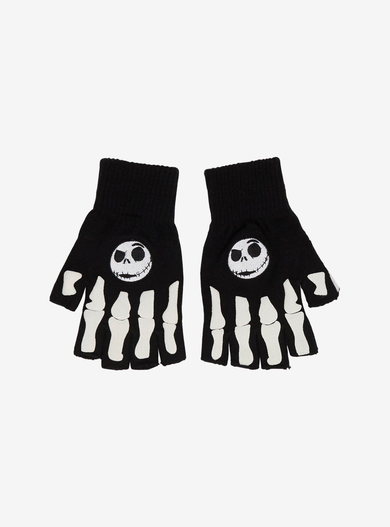 The Nightmare Before Christmas Jack Skeleton Fingerless Gloves, , hi-res