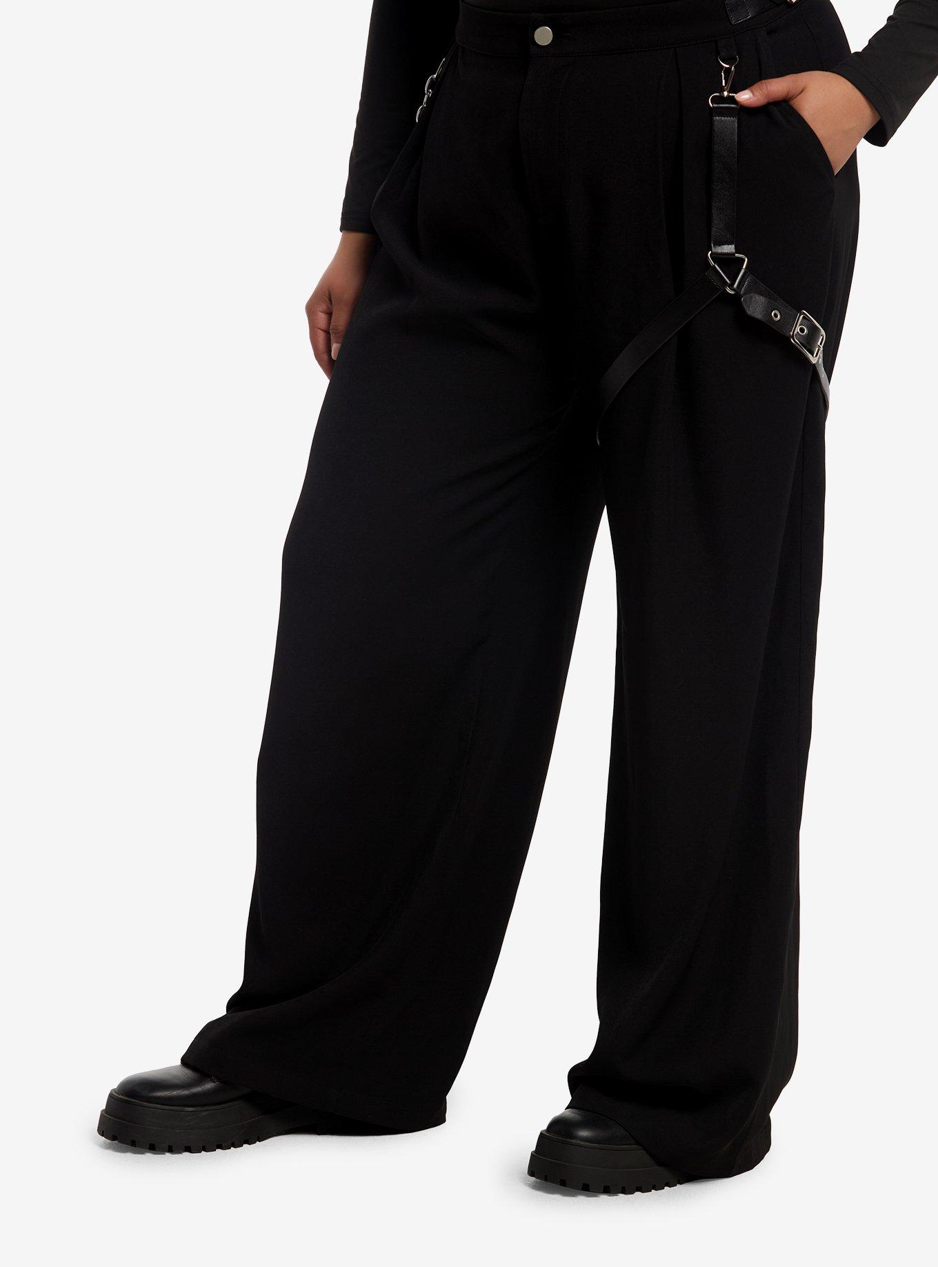 Black Harness Girls Wide Leg Pants Plus Size