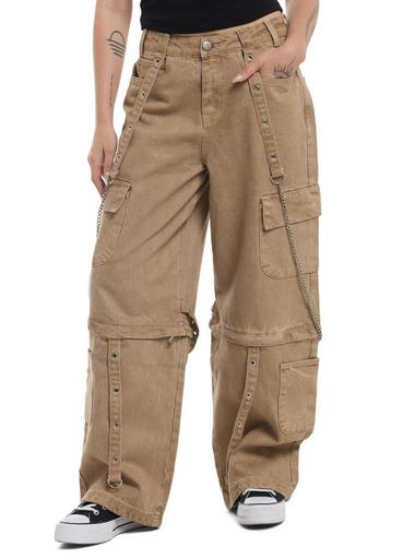 Brown Wash Side Chain Cargo Pants | Hot Topic