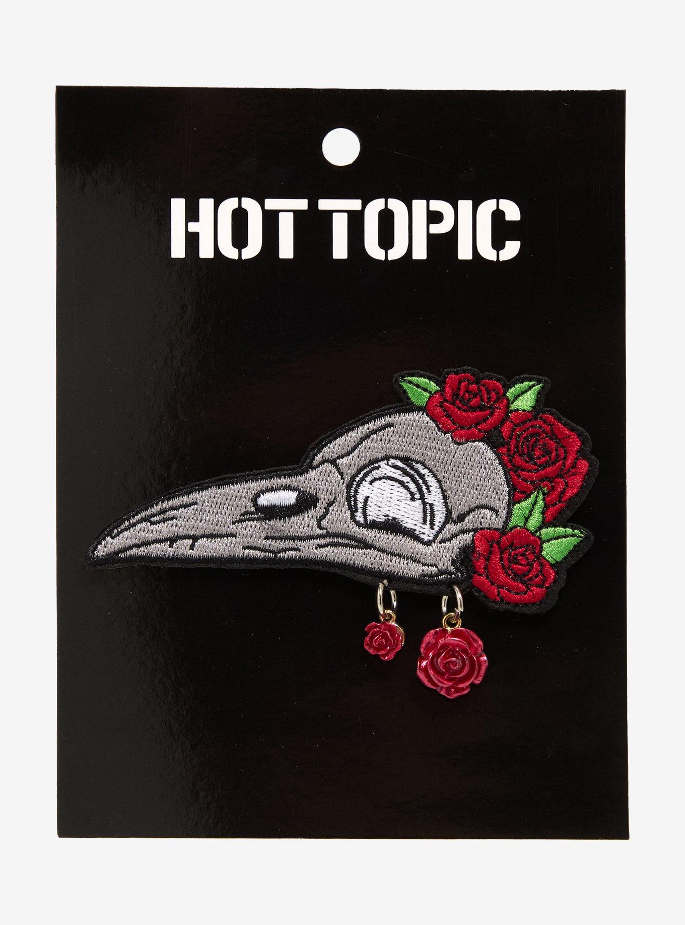 Bird Skull Rose Charm Patch, , hi-res