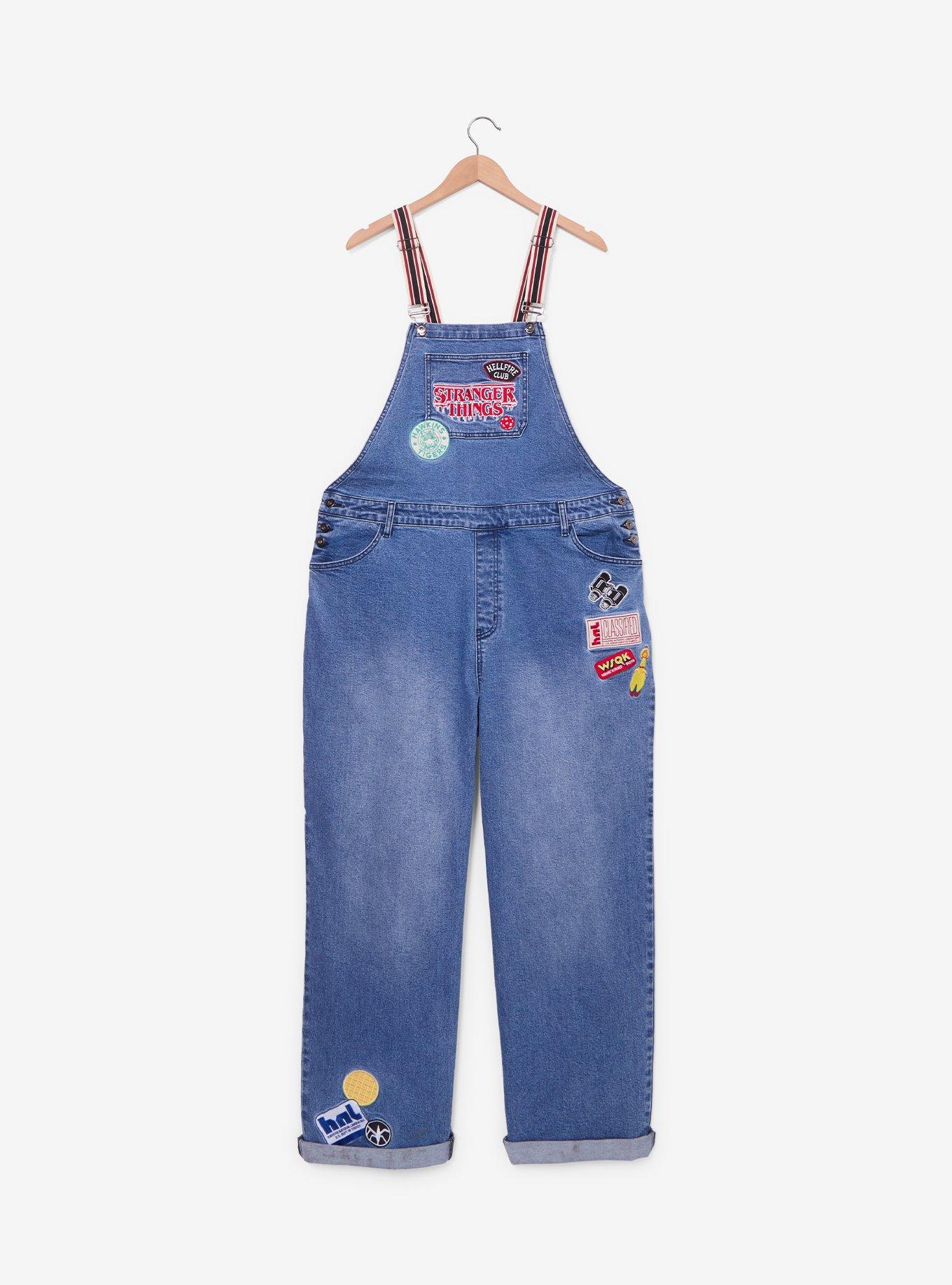 Stranger Things Patches Women's Plus Size Denim Overalls - BoxLunch Exclusive, , hi-res