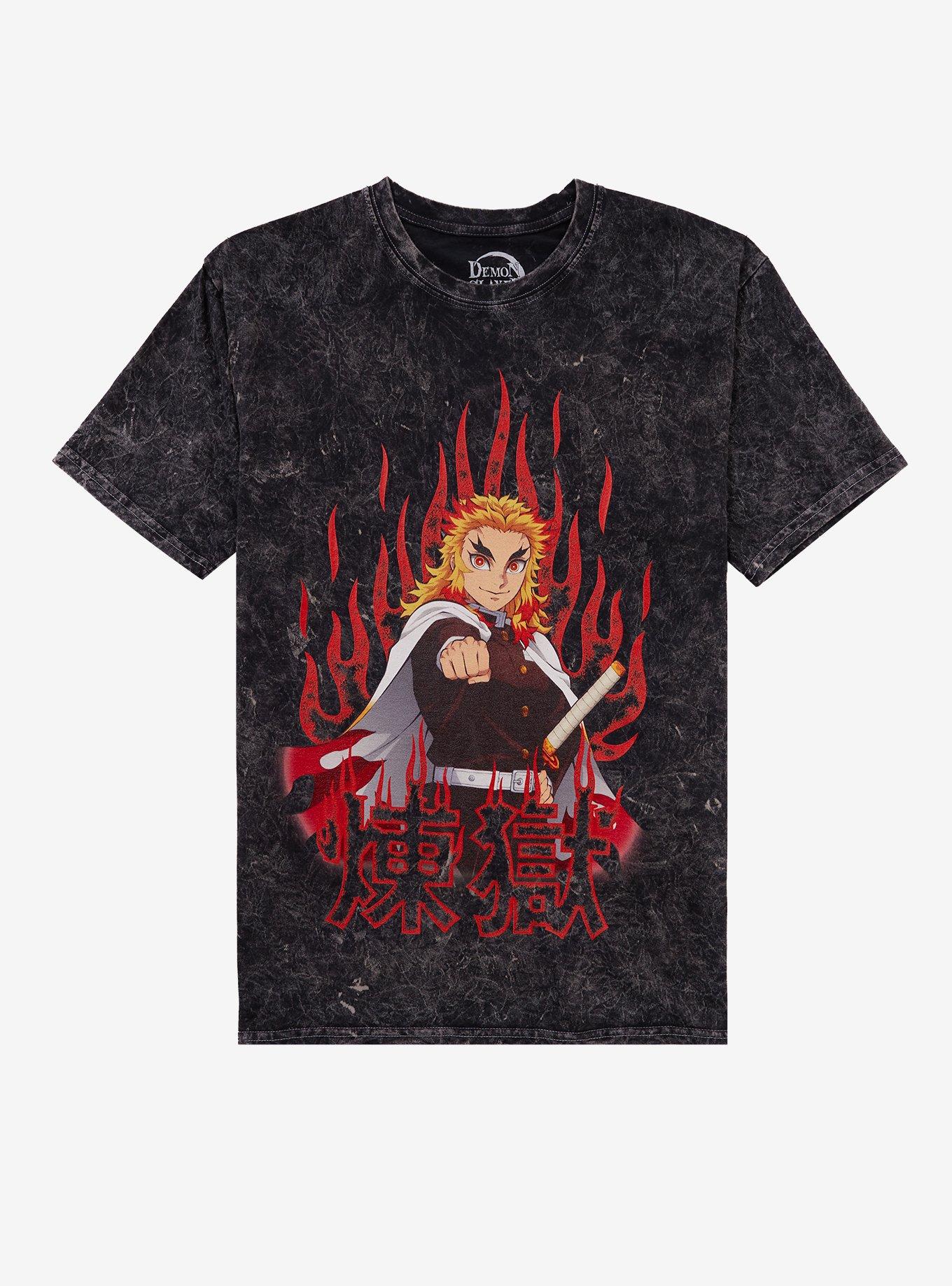 Demon Slayer: Kimetsu No Yaiba Rengoku Flame Dark Wash T-Shirt, , hi-res