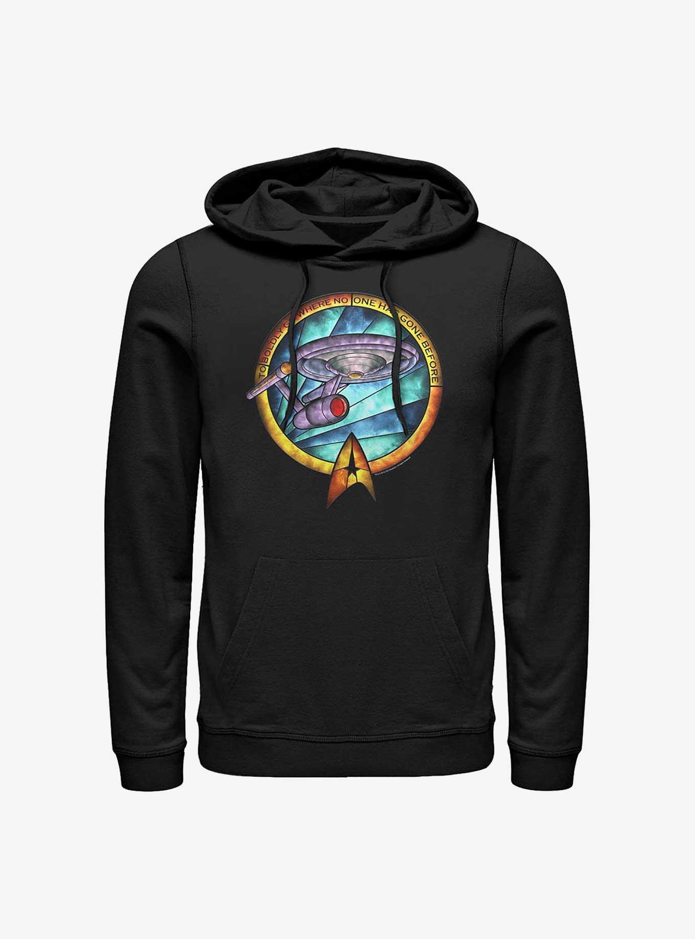 Star Trek USS Enterprise Stained Glass To Boldly Go Hoodie, BLACK, hi-res