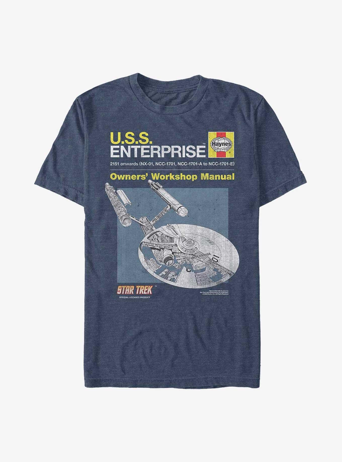 Star Trek Uss Enterprise Manual T-Shirt, NAVY HTR, hi-res