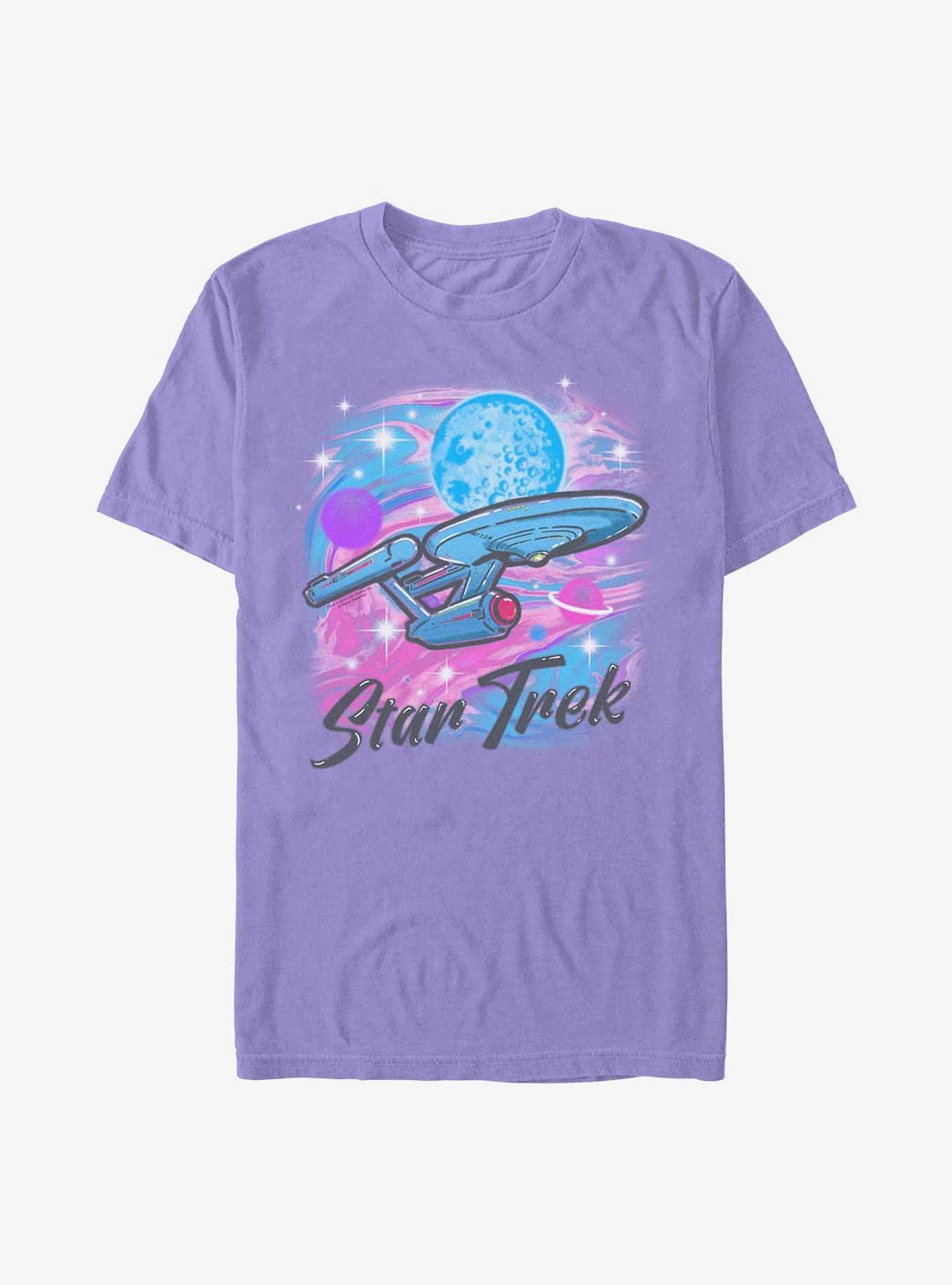 Star Trek Airbrushed Ship Garment Dye T-Shirt, VIOLET, hi-res