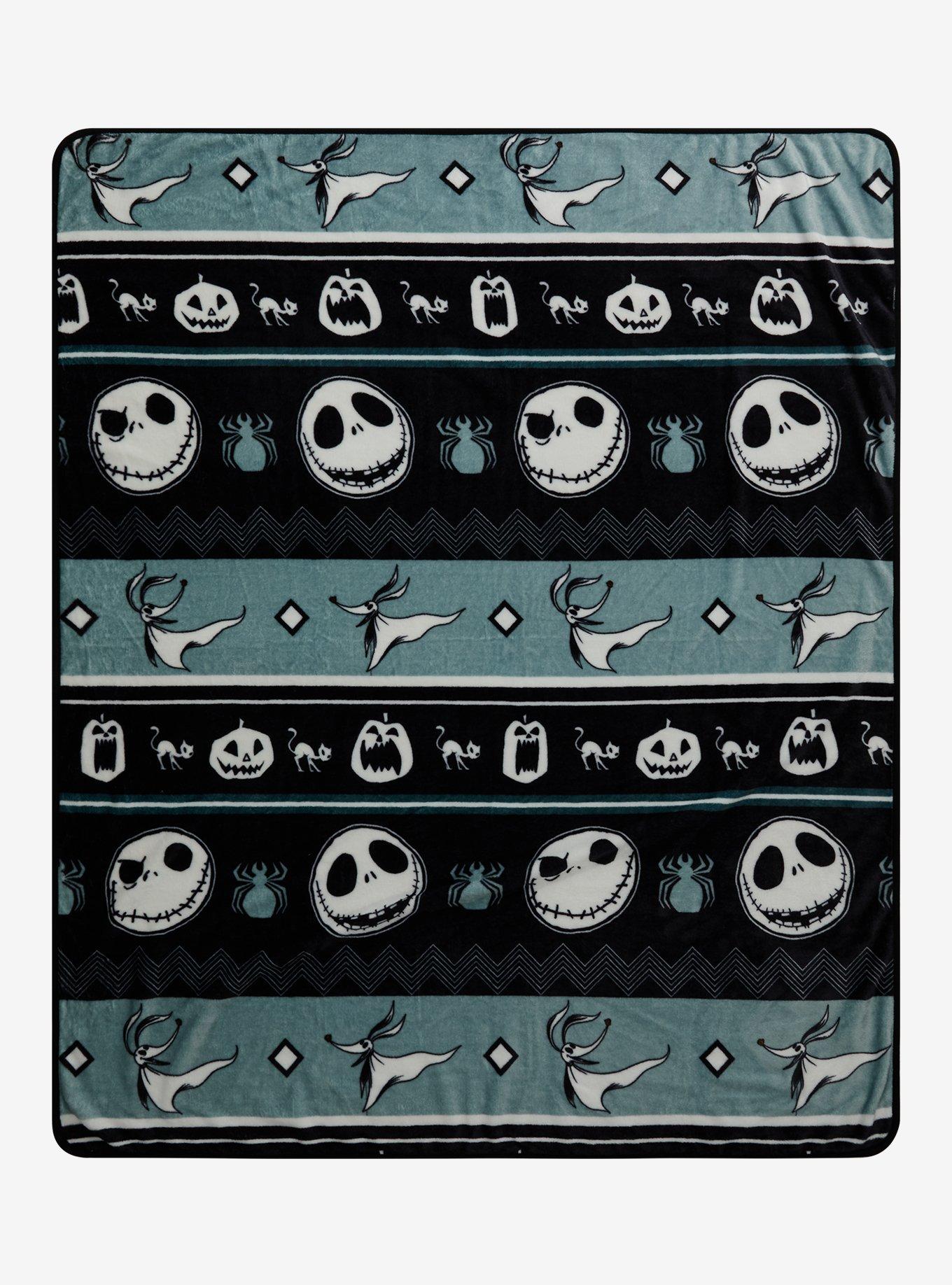 The Nightmare Before Christmas Fair Isle Monochrome Throw Blanket, , hi-res
