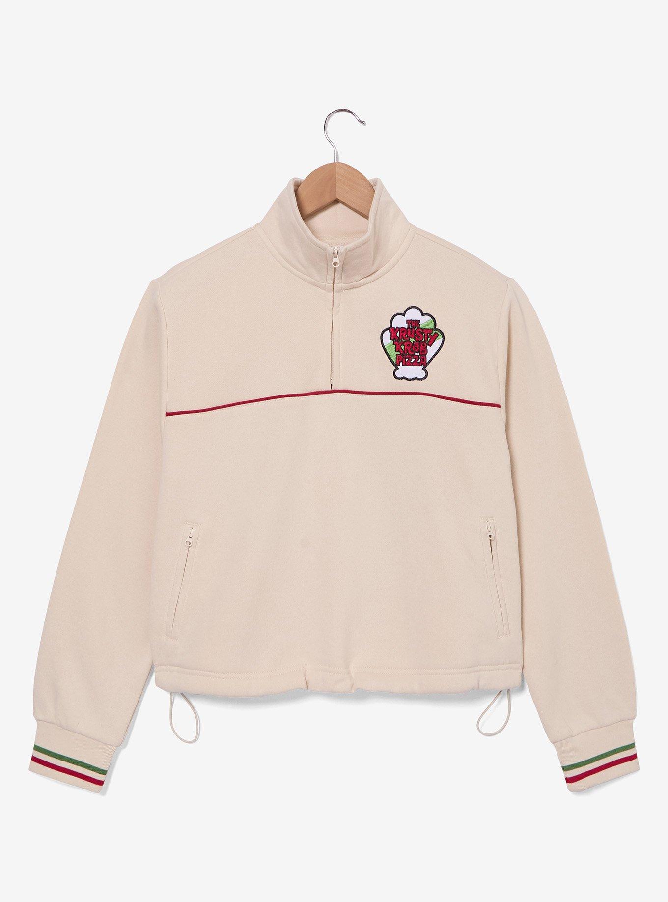 SpongeBob SquarePants Krusty Krab Pizza Logo Women's Cropped Quarter Zip Crewneck - BoxLunch Exclusive, , hi-res