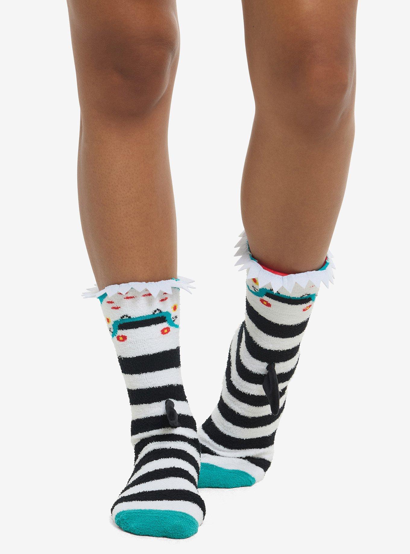 Beetlejuice Sandworm Biting Cozy Crew Socks, , hi-res