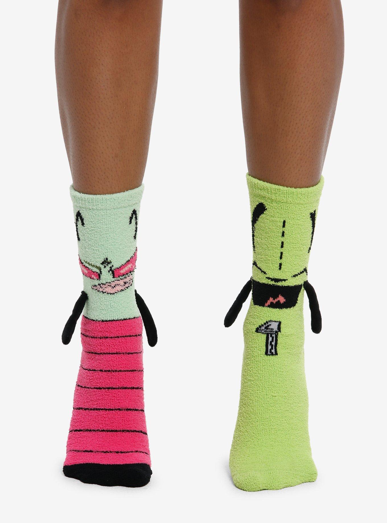 Invader Zim GIR & Zim Magnetic Arms Mismatch Fuzzy Socks, , hi-res