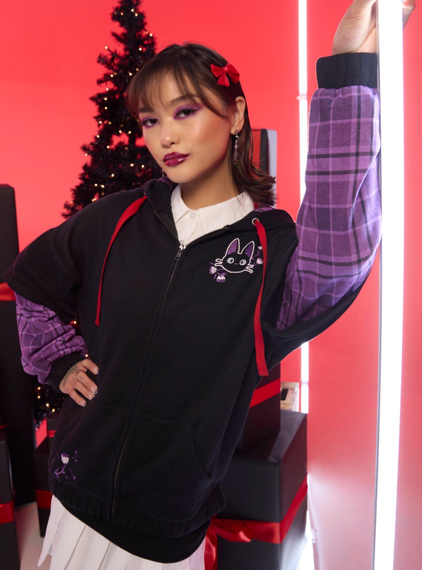 Her Universe Studio Ghibli® Kiki's Delivery Service Jiji Plaid Twofer Hoodie, , hi-res