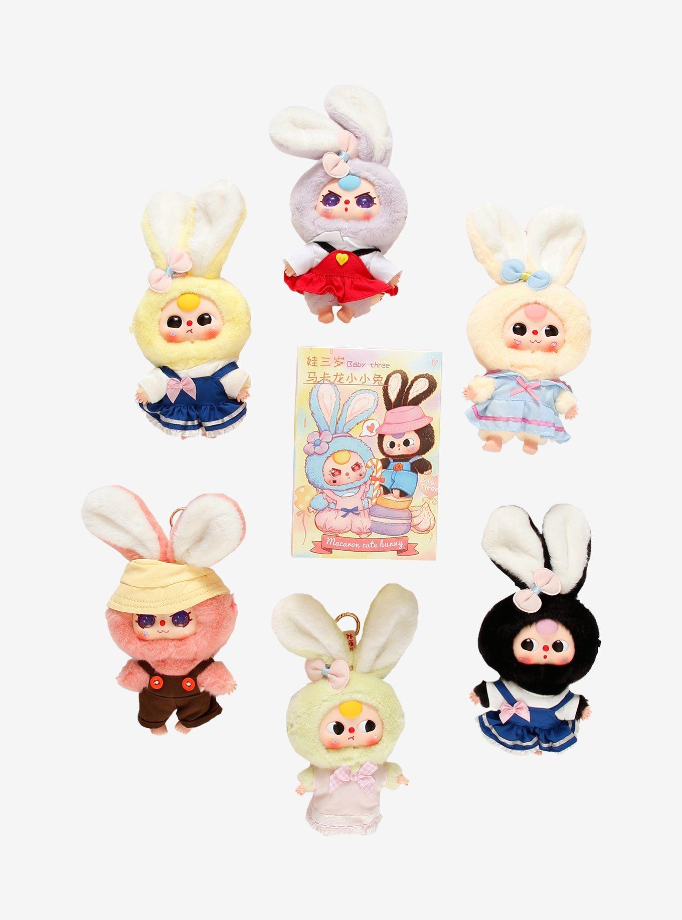 Baby Three Rabbit Macaron Cute Bunny Blind Box Plush Keychain, , hi-res