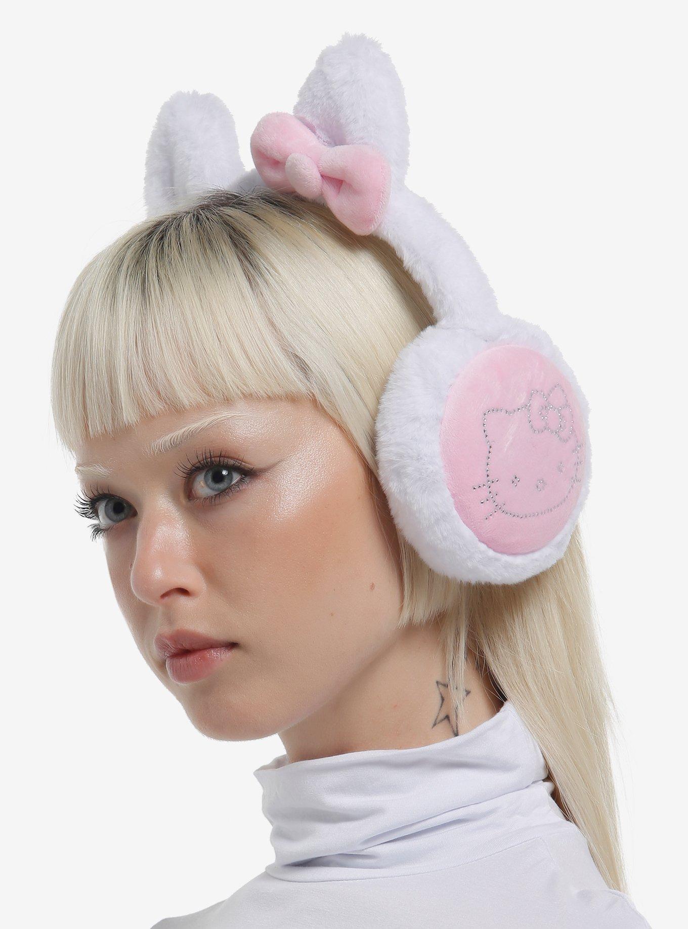 Hello Kitty Rhinestone 3D Plush Earmuffs, , hi-res