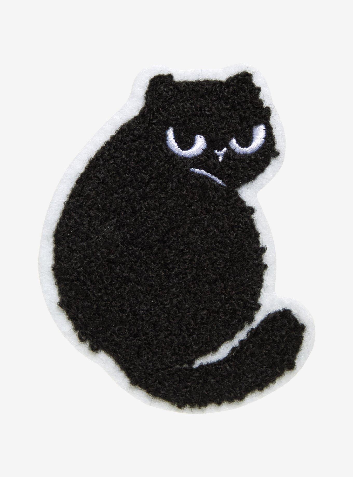 Fuzzy Black Cat Patch, , hi-res