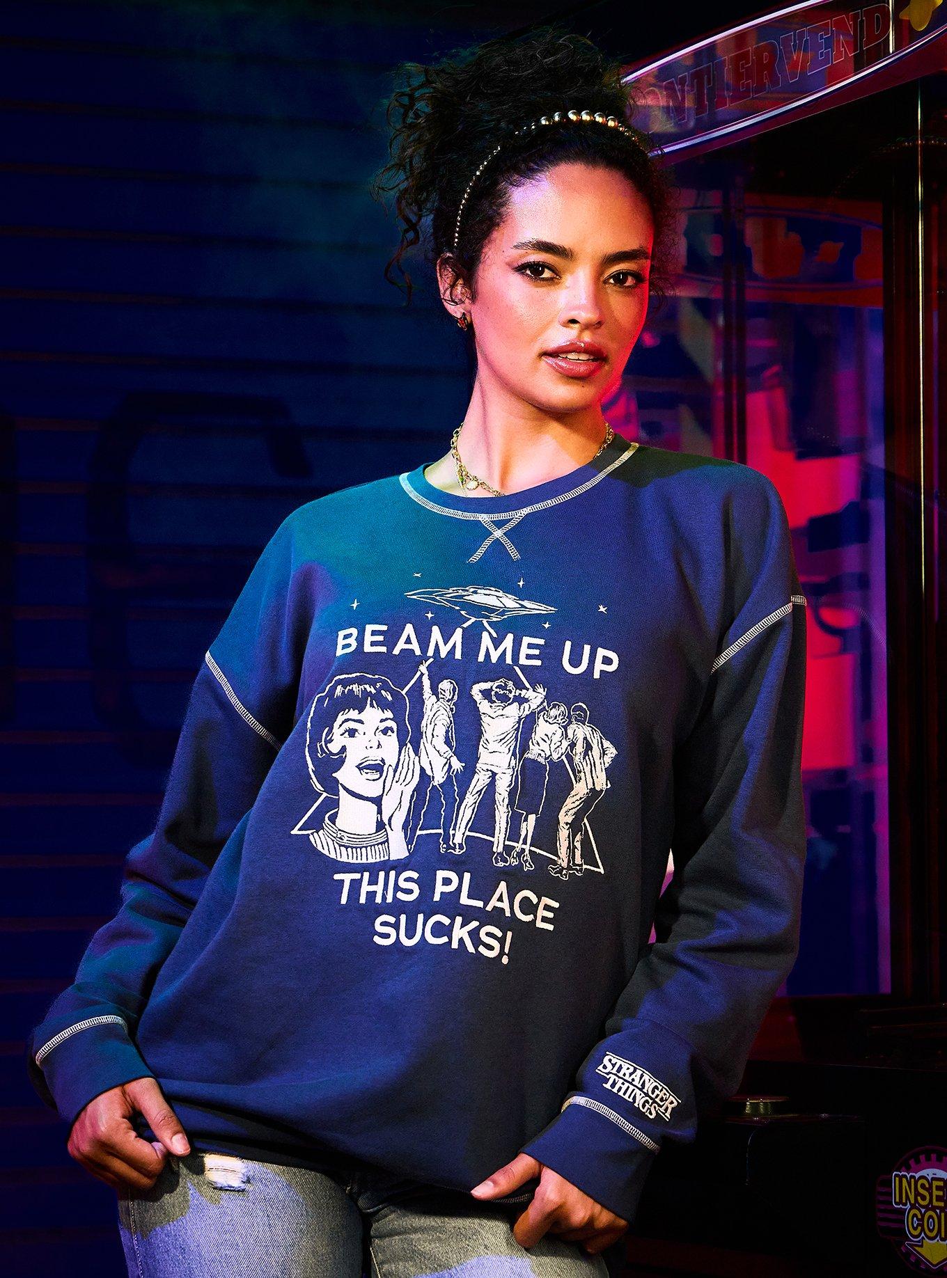 Stranger Things Beam Me Up Women's Crewneck — BoxLunch Exclusive, , hi-res
