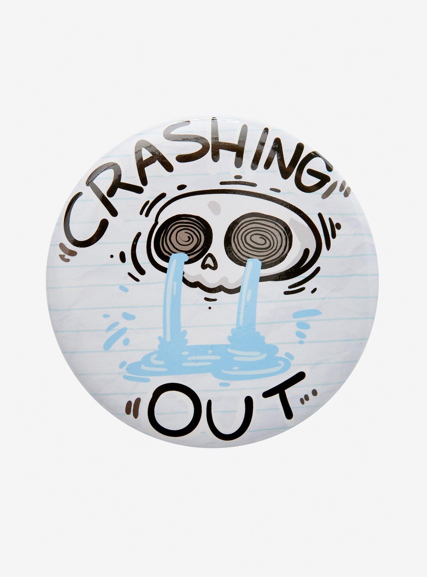 Crashing Out Skull 3 Inch Button, , hi-res