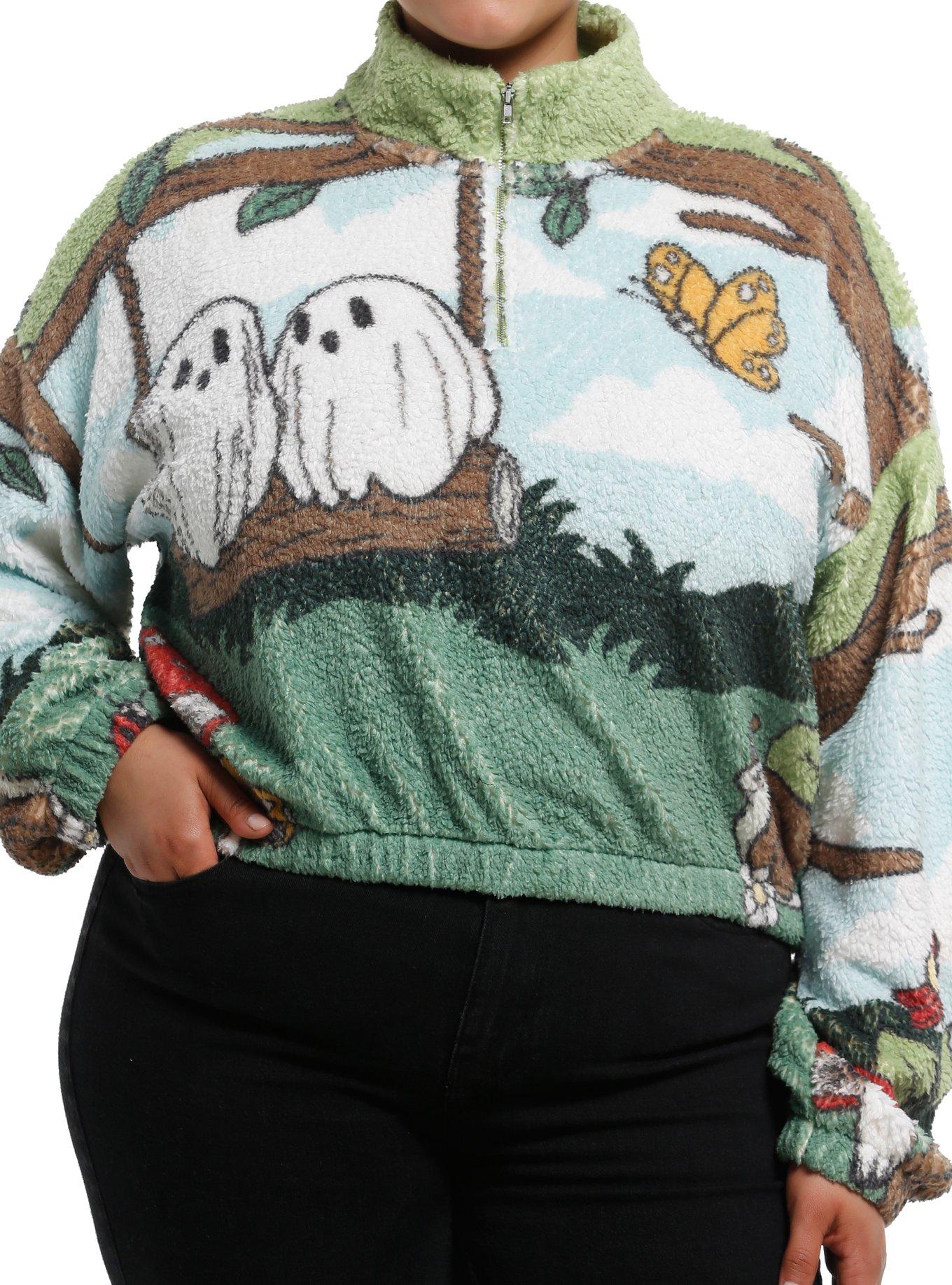 Thorn & Fable Ghost Swing Sherpa Girls Crop Sweater Plus Size, , hi-res