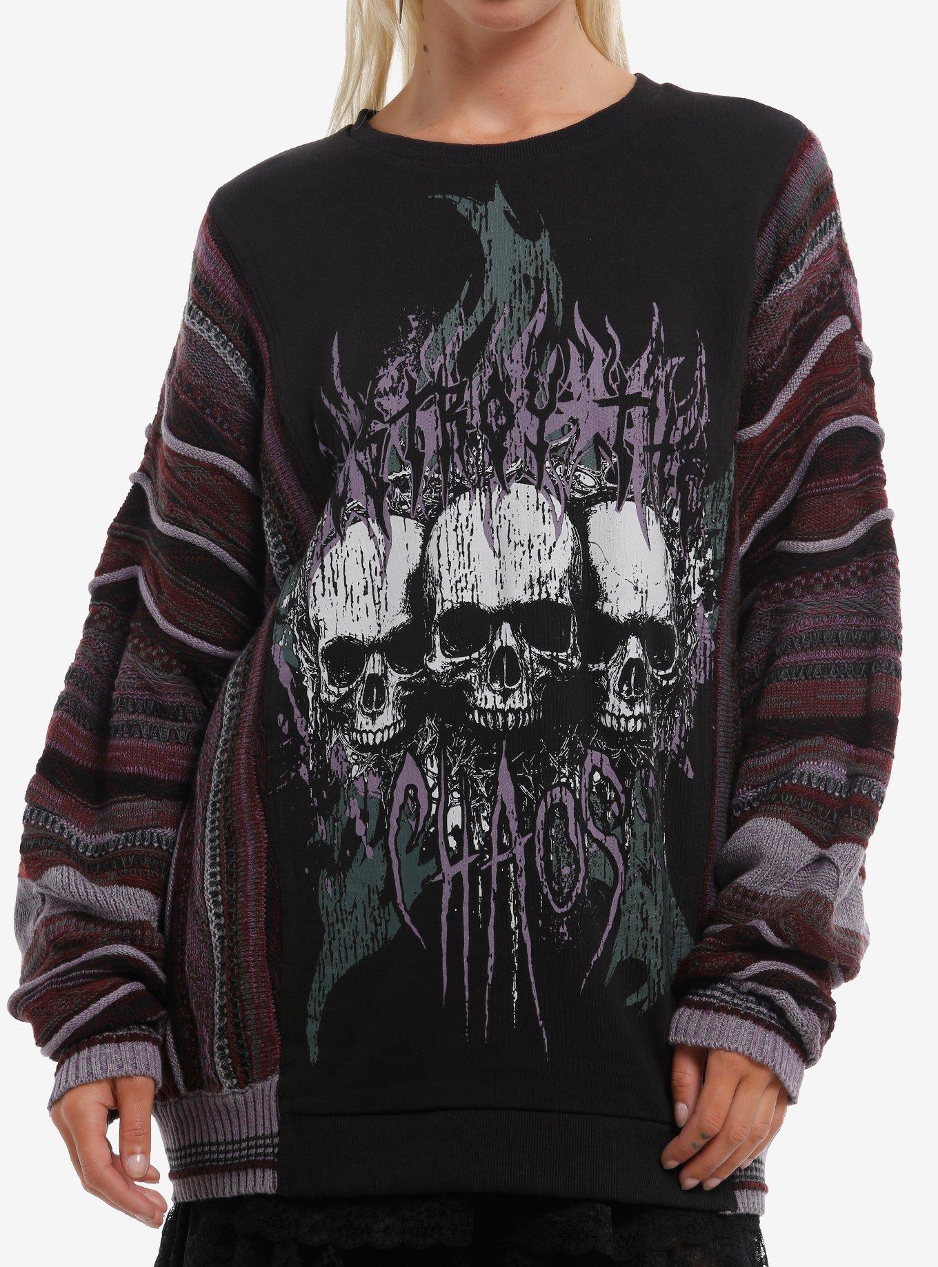 Destroy The Chaos Skulls Girls Sweater, , hi-res