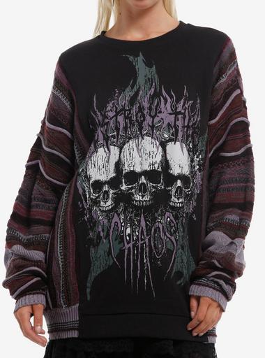 Pull Glamour Kills 'Skull Yeah' Femme - Taille S - Gris - Acrylique - Style Rock - Neuf Sans étiquettes