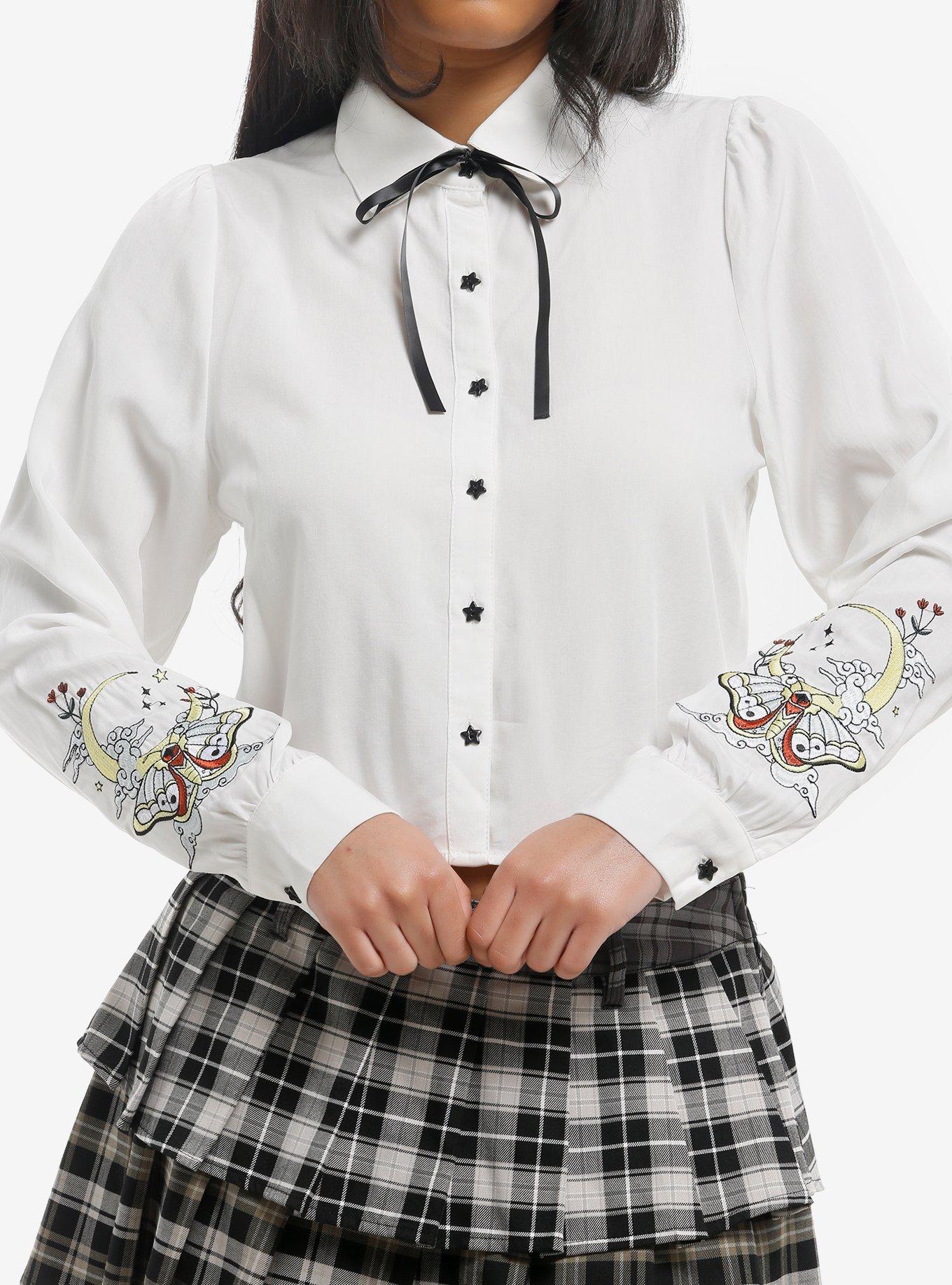 Thorn & Fable Moth & Moon Girls Woven Top, , hi-res