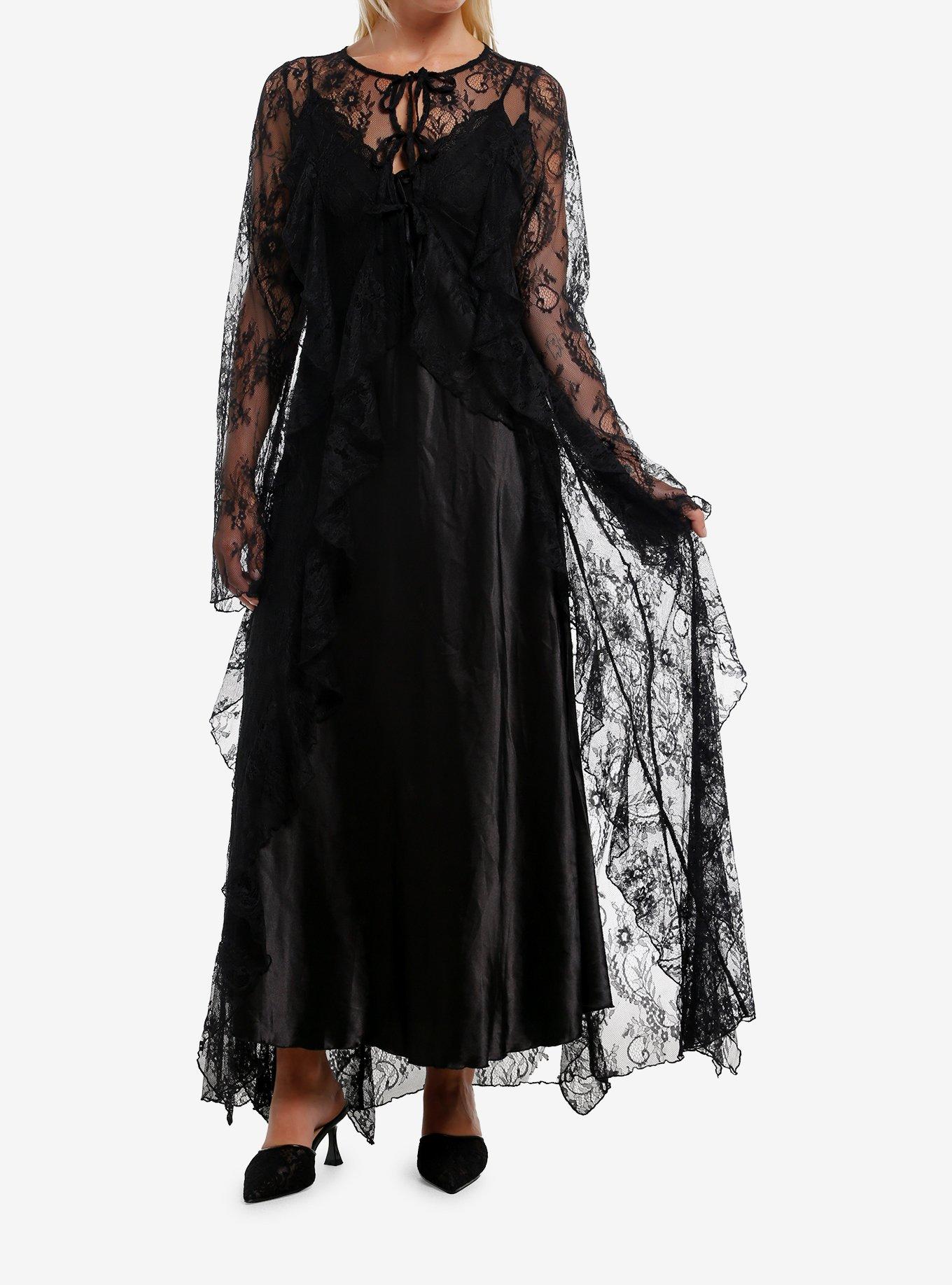 Cosmic Aura Black Lace Ruffle Duster