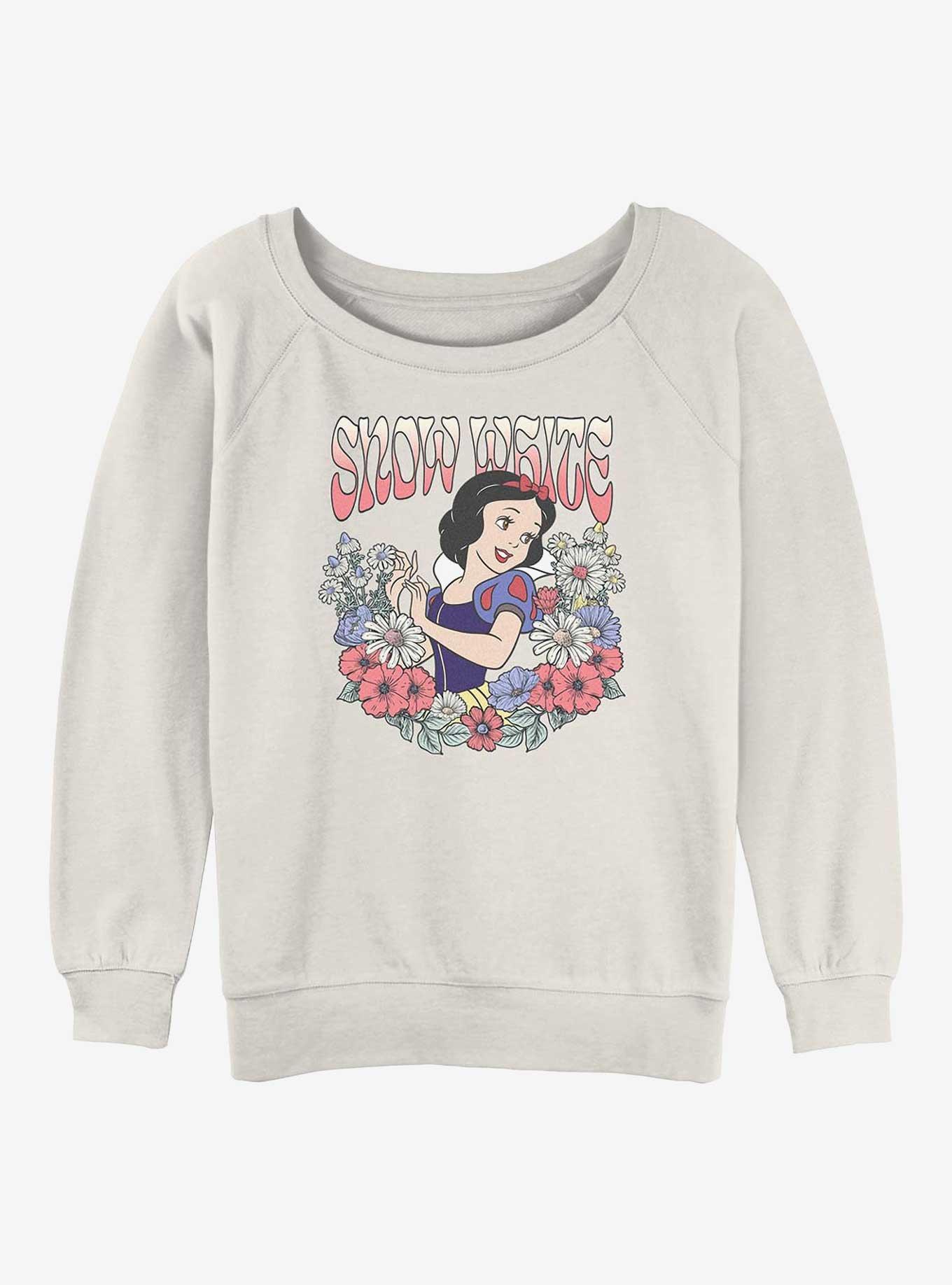 Disney Princesses Snow White Floral Wreath Girls Slouchy Sweatshirt, EGRET, hi-res