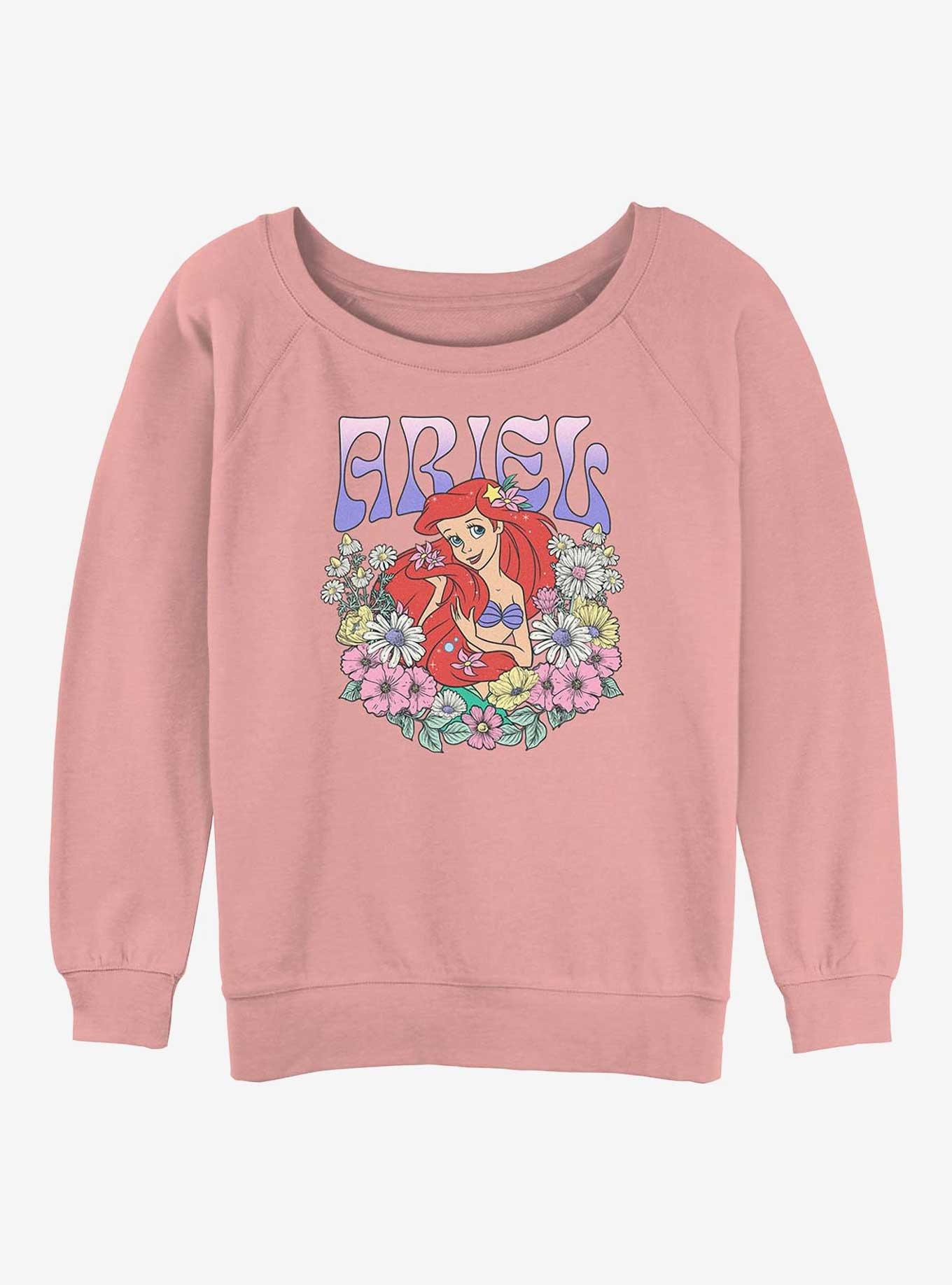 Disney Princesses Ariel Floral Wreath Girls Slouchy Sweatshirt, DESERTPNK, hi-res