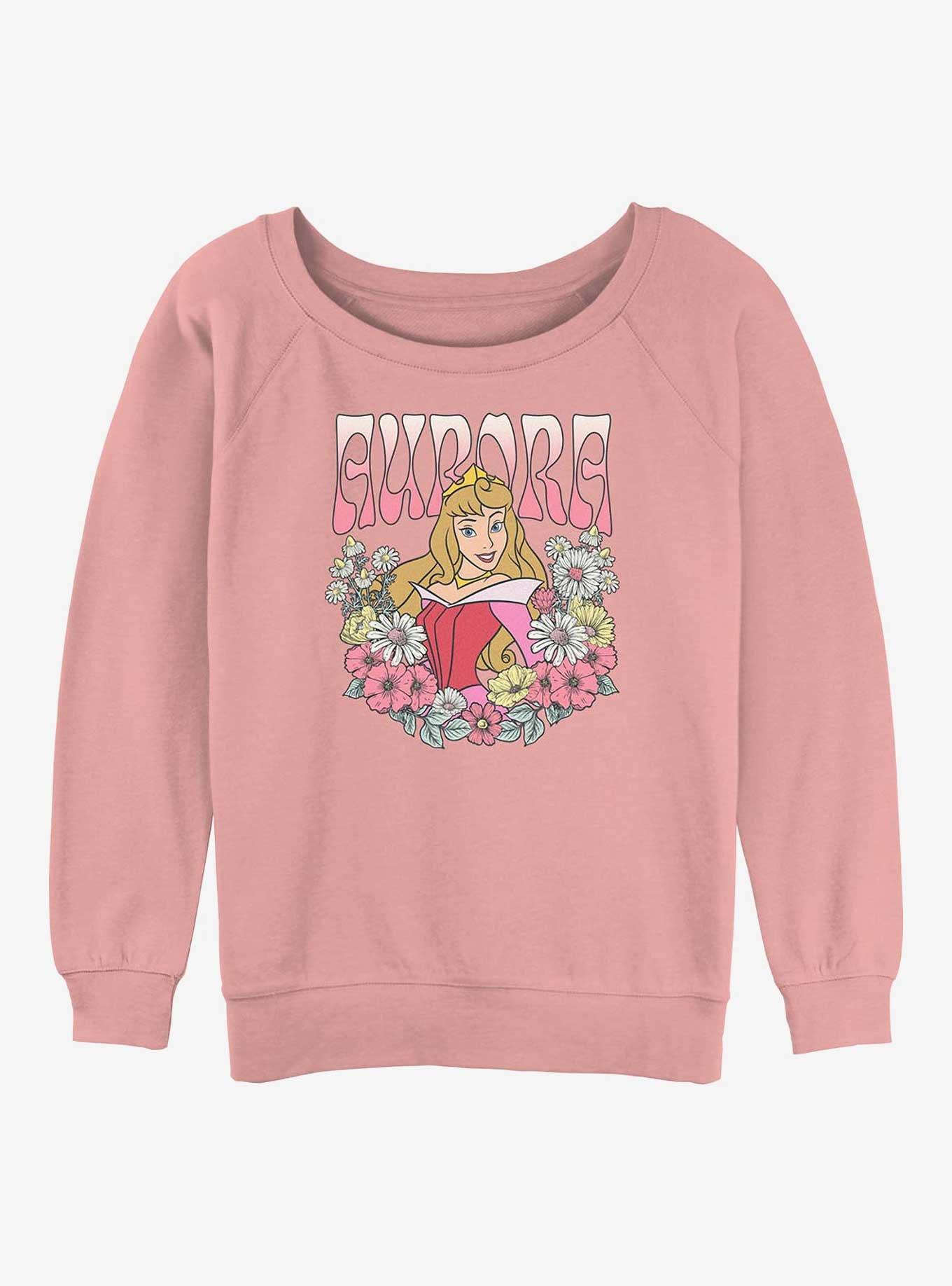 Disney Princesses Aurora Floral Wreath Girls Slouchy Sweatshirt, DESERTPNK, hi-res