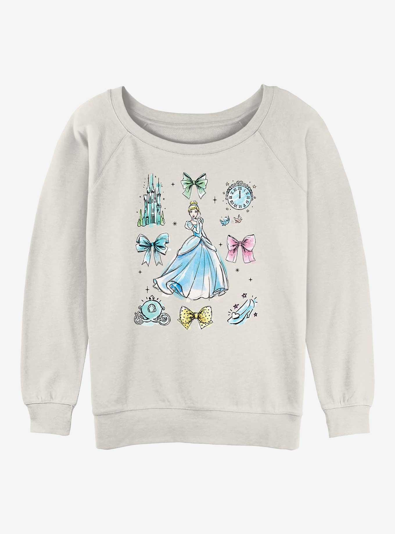 Disney Princesses Cinderella Bows Girls Slouchy Sweatshirt, EGRET, hi-res