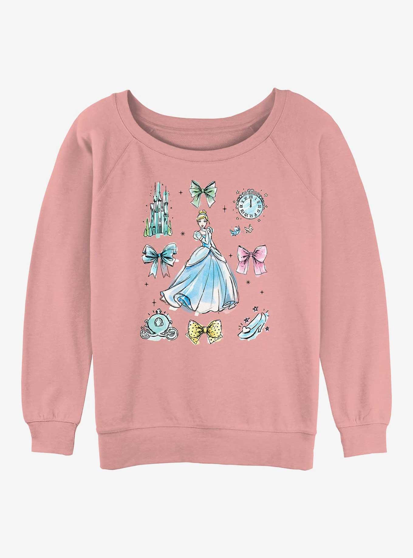Disney Princesses Cinderella Bows Girls Slouchy Sweatshirt, DESERTPNK, hi-res