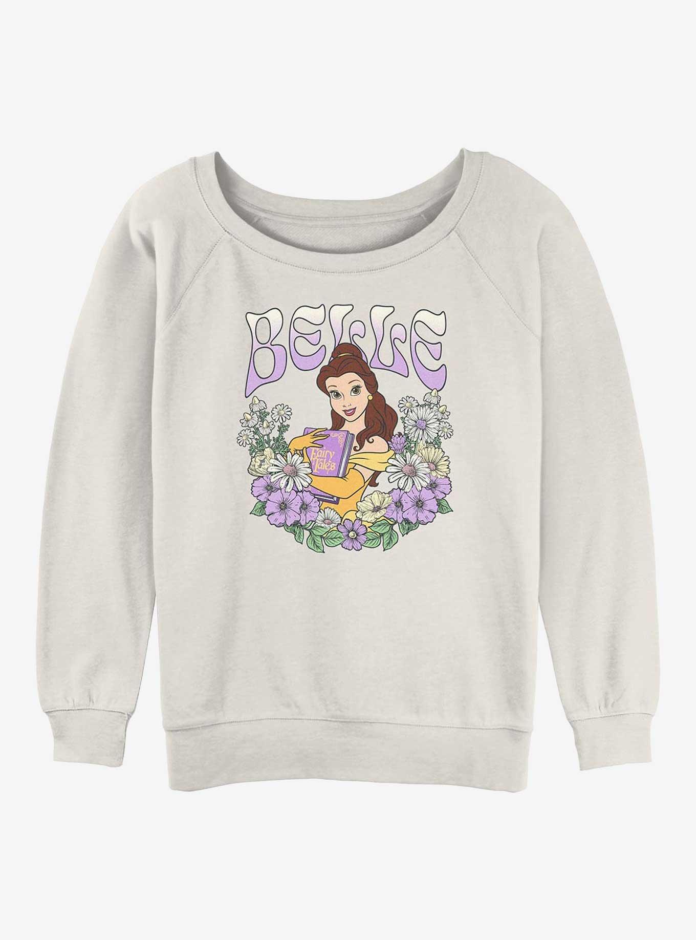Disney Princesses Belle Floral Wreath Girls Slouchy Sweatshirt, , hi-res
