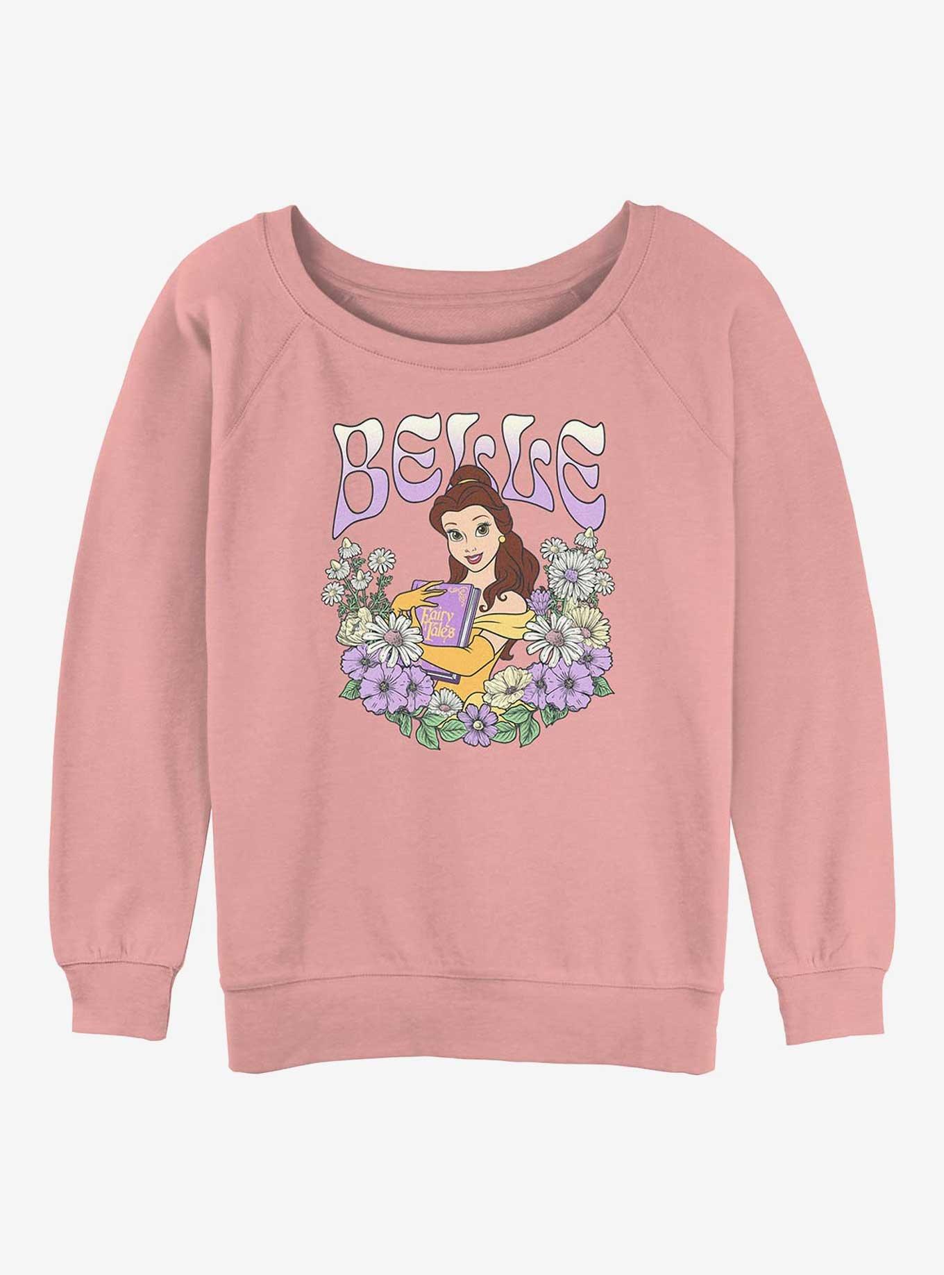Disney Princesses Belle Floral Wreath Girls Slouchy Sweatshirt, , hi-res