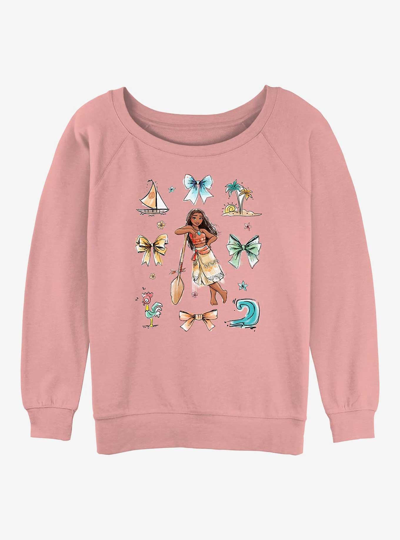 Disney Princesses Moana Bows Girls Slouchy Sweatshirt, DESERTPNK, hi-res