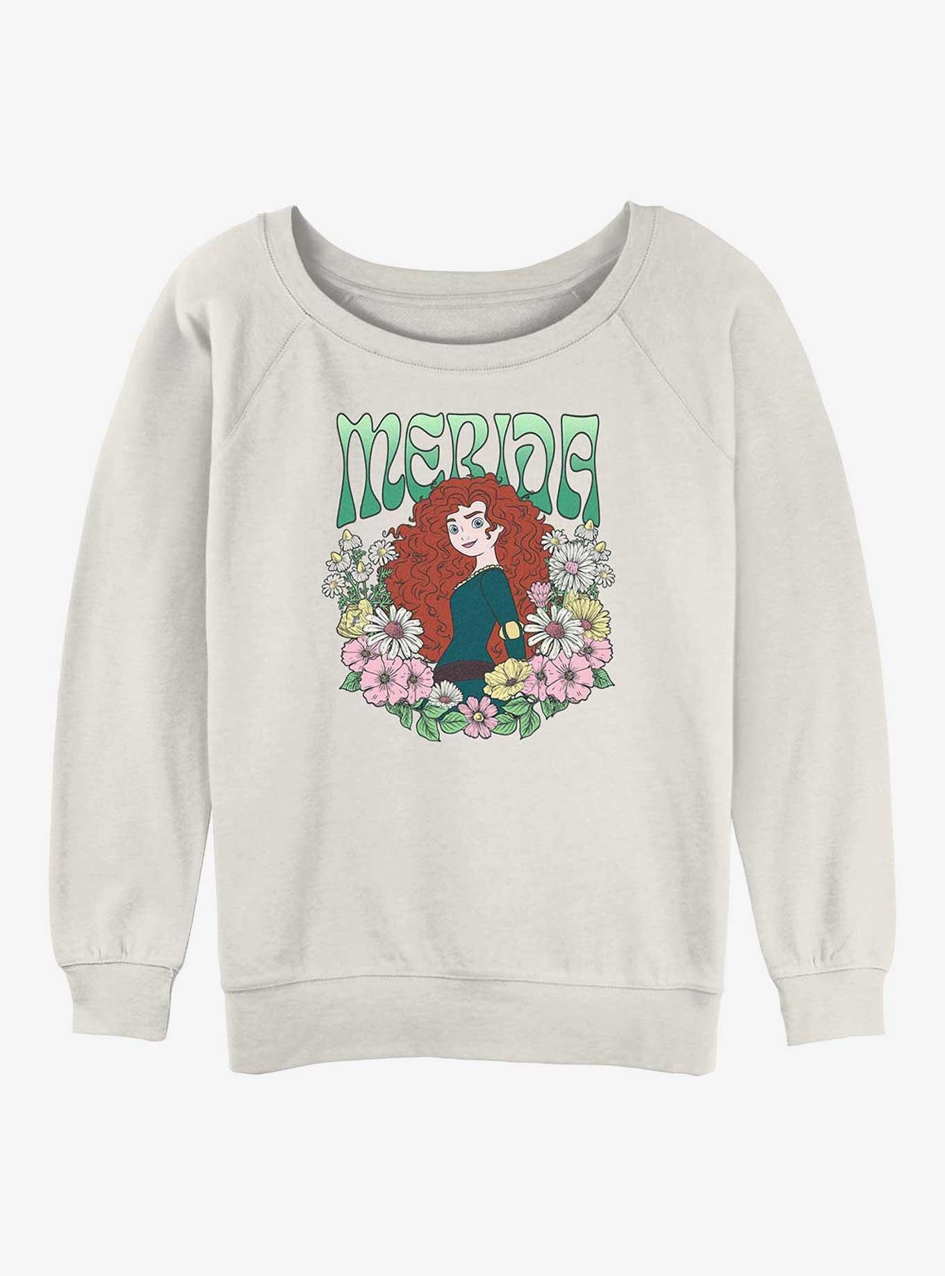 Disney Princesses Merida Floral Wreath Girls Slouchy Sweatshirt, EGRET, hi-res